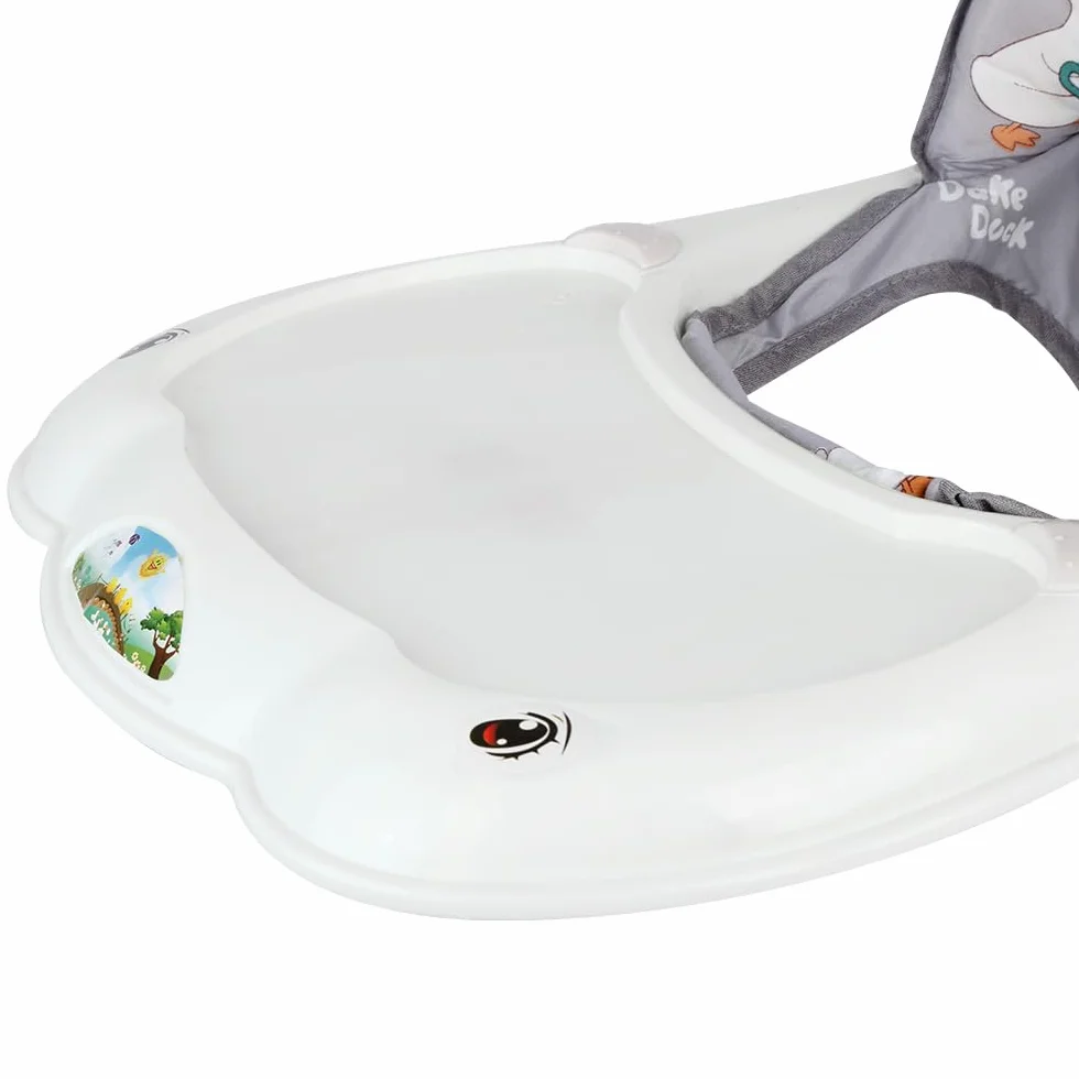 Trotteur Bébé 4 en 1 Pliable avec Plateau d'Activités Musical, 4 Hauteurs Réglables, Gris 58x55x65 cm