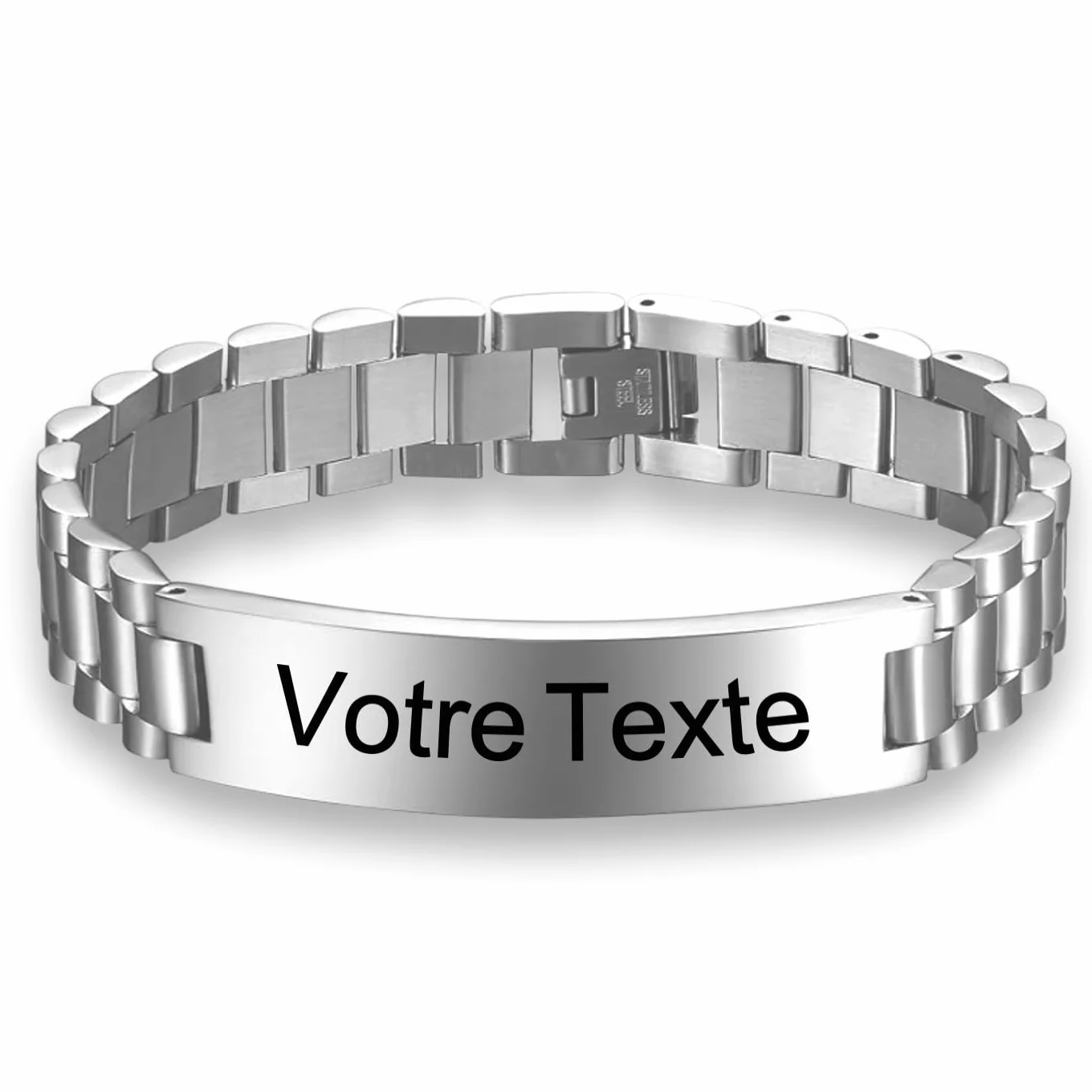 Gourmette Personnalisée Gravée en Acier Inoxydable - Bracelet Homme Cadeau Saint Valentin