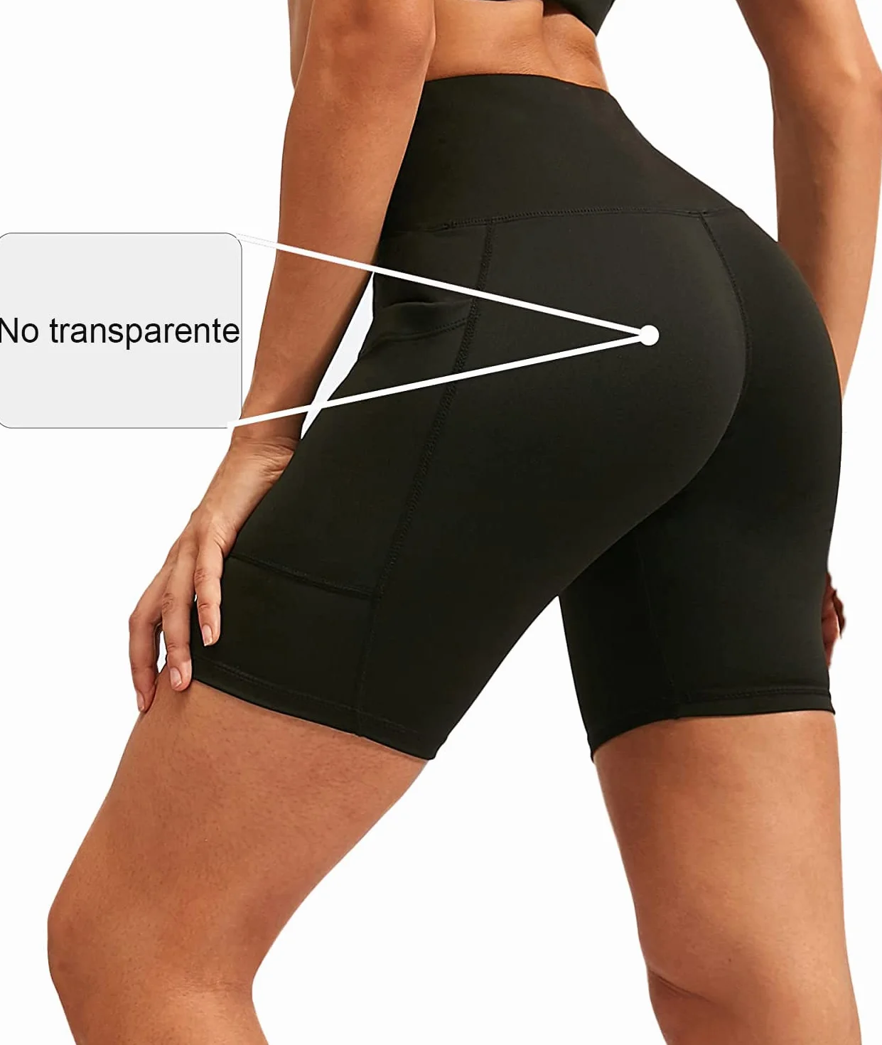 Short de Sport pour Femmes Taille Haute avec Poches Latérales Yoga Course à Pied