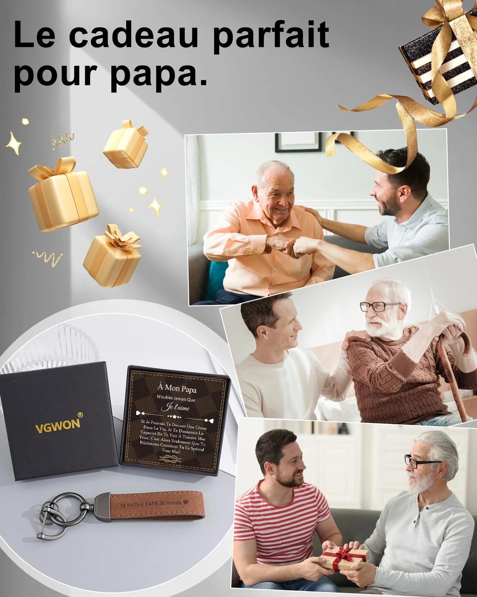 VGWON Cadeau Fete des Peres, Porte Clés Homme, Cadeaux Anniversaire Homme