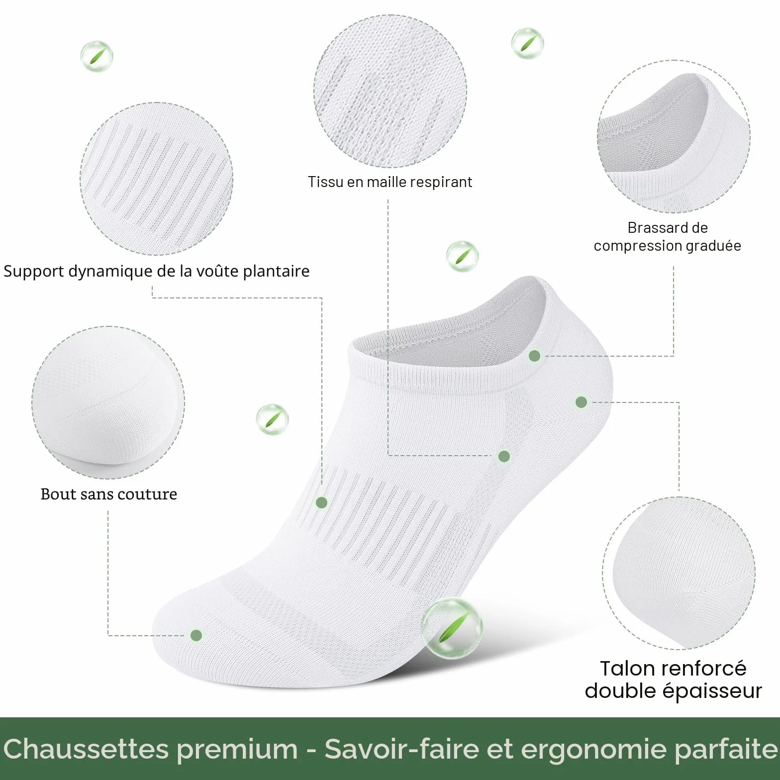 Cirorld Chaussettes Sport en Bambou Coton 6 Paires 39-42 43-46 Respirantes Anti-Odeurs Antibactériennes