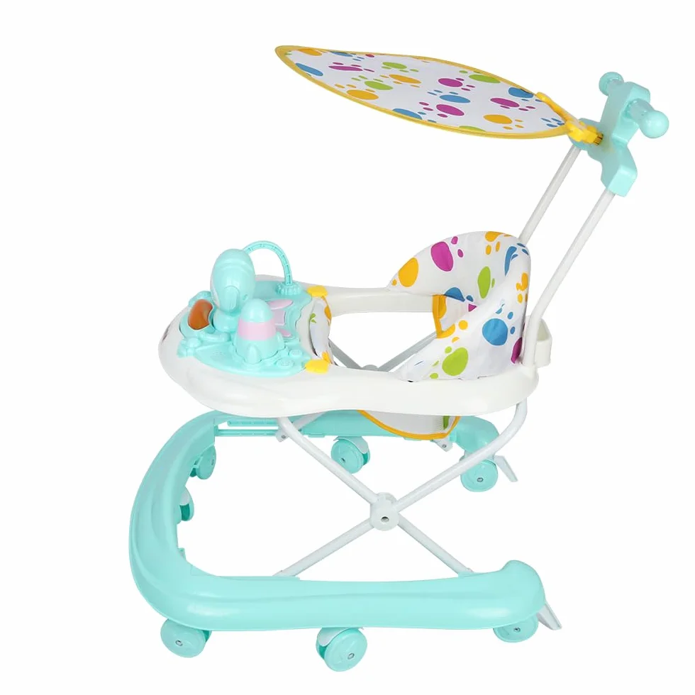 Trotteur Bébé Évolutif 3 en 1, Pliable avec Hauteur Réglable, Siège Amovible, Centre d'Activités 6+ Mois, Charge 12KG