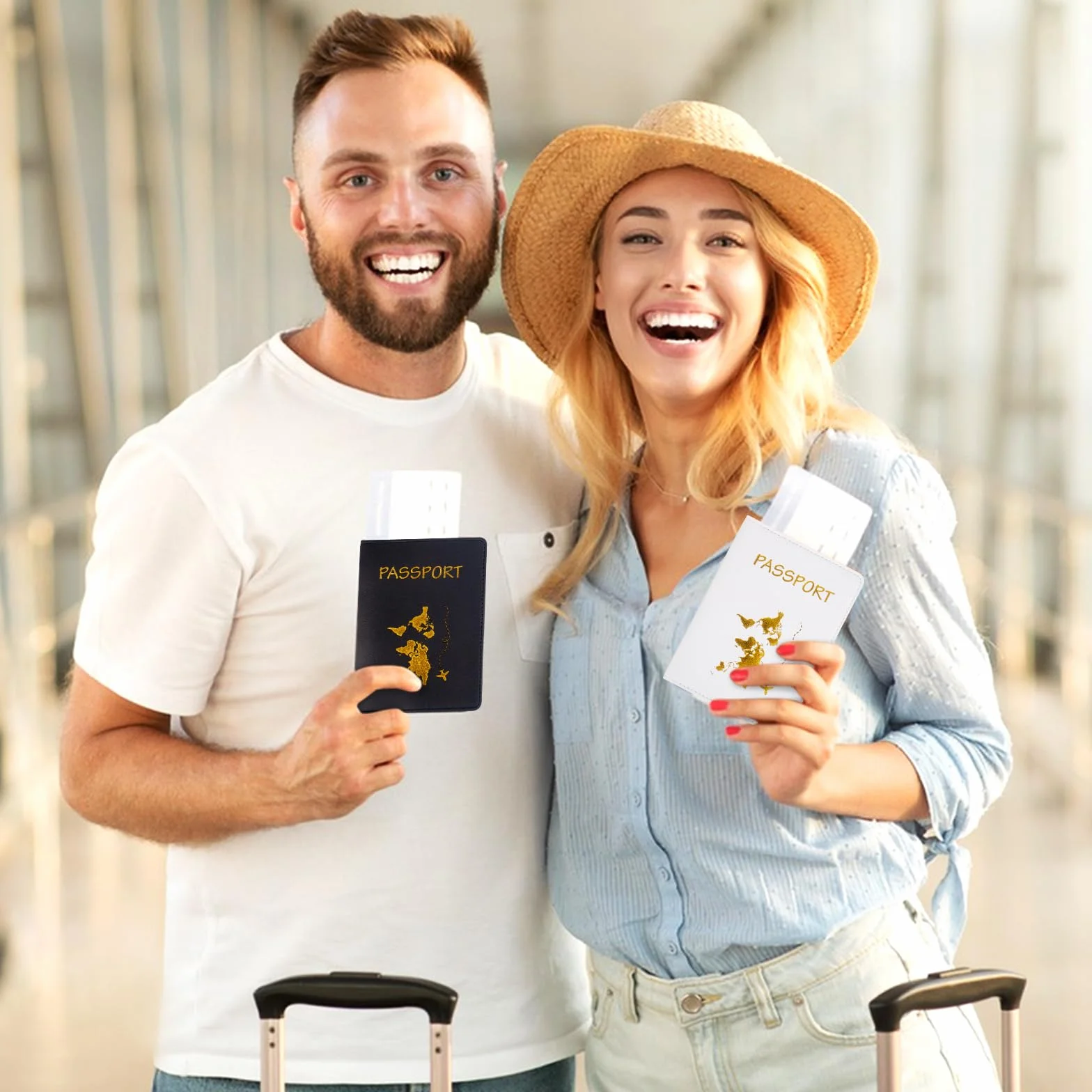 Protege Passeport Lot de 2 Cuir Porte Passeport pour Cartes De Crédit Noir Blanc