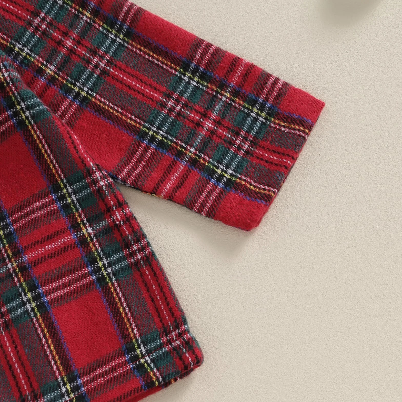 Carolilly Ensemble Pyjama Enfant Bébé Carreaux Rouge 2 Pièces Haut Manches Longues Boutonné Devant Col Revers Pantalon 6 Mois 4 Ans