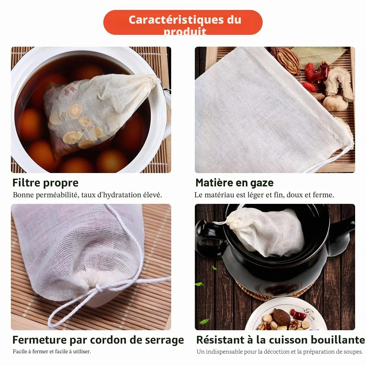 Sacs en Lin Coton 10x15cm avec Cordon de Serrage, Sac Toile de Jute Réutilisable Pochon Tissu Mariage