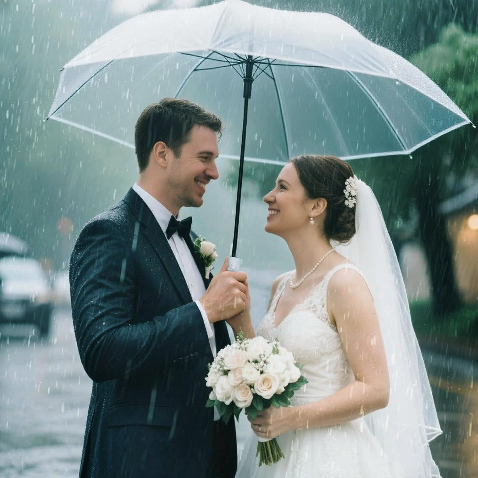 Parapluie Transparent Automatique Pliant Anti-Vent pour Mariage Femme Homme