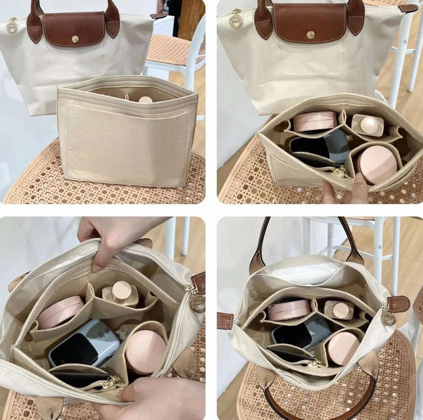 Organisateur de Sac en Feutre pour Longchamp Pliage Femme