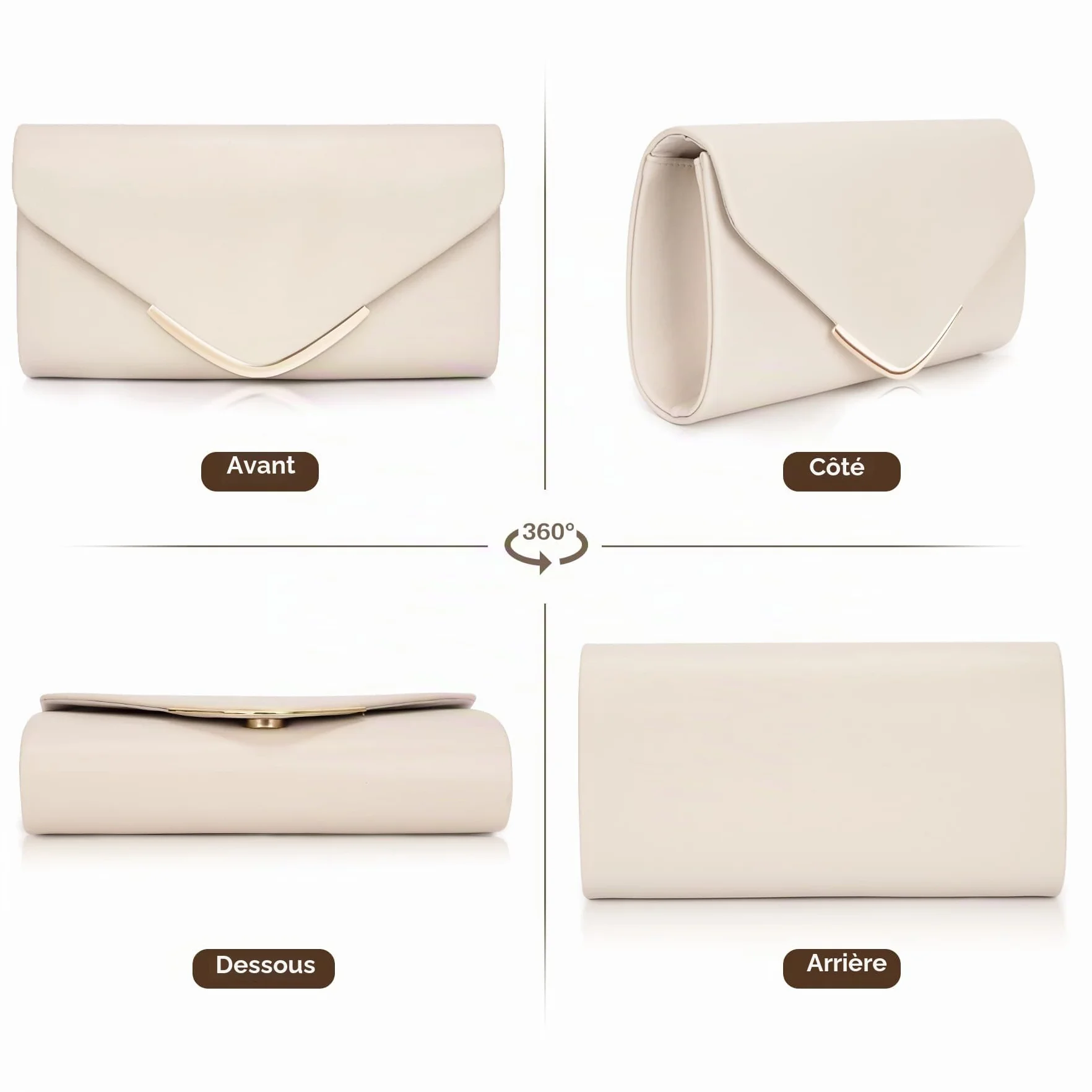 Larcenciel Pochettes et Clutches Femme, Sac à Main Élégante avec Bandoulière Détachable Sacoche Femme