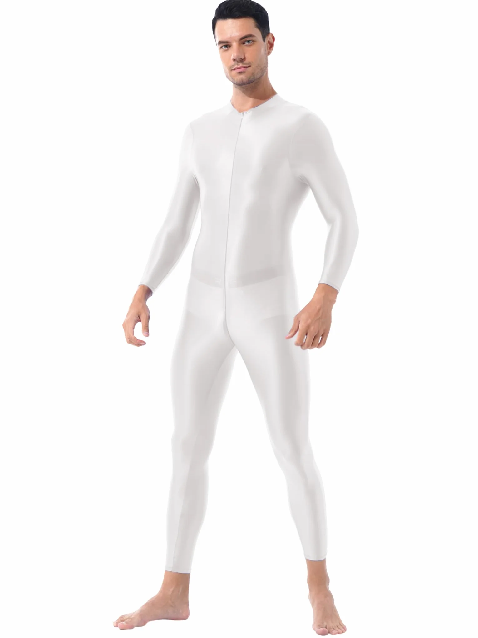 Combinaison Moulante À Fermeture Éclair pour Homme Body Sportif Élastique Justaucorps
