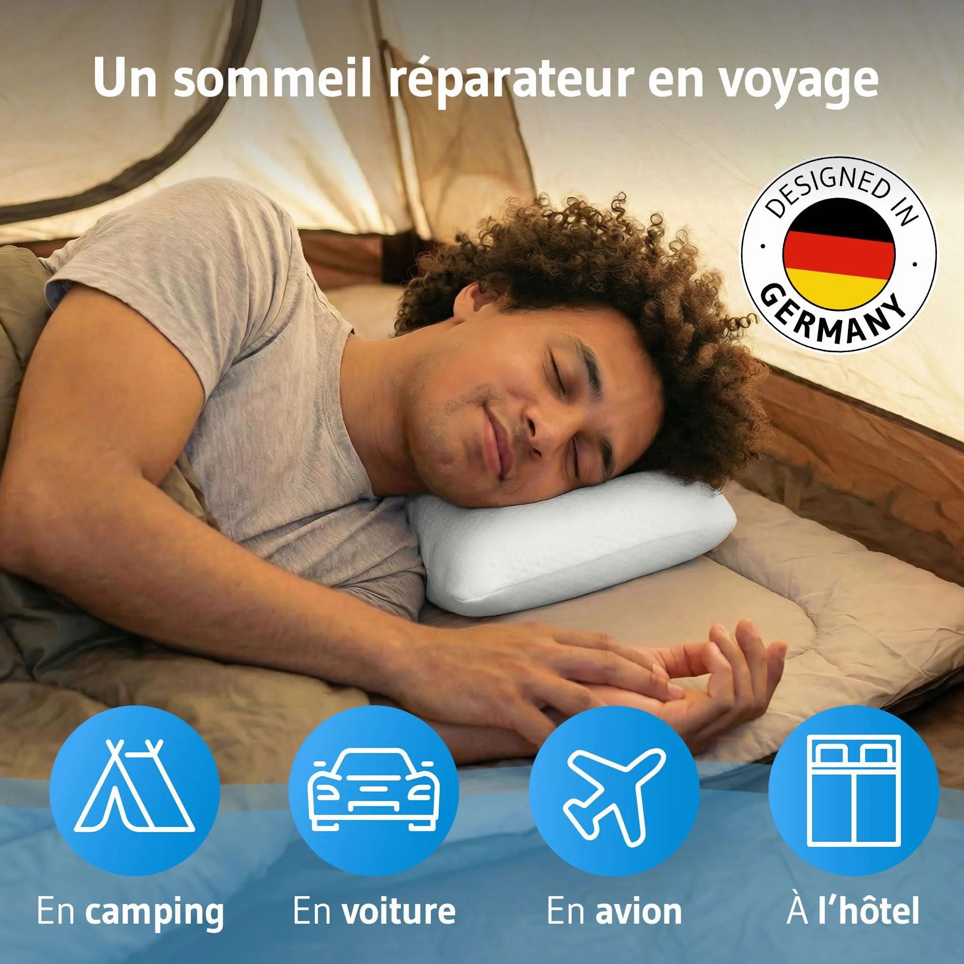LEGAR Mini coussin de voyage ferme 25x30 cm oreiller cervical mousse à mémoire de forme compact