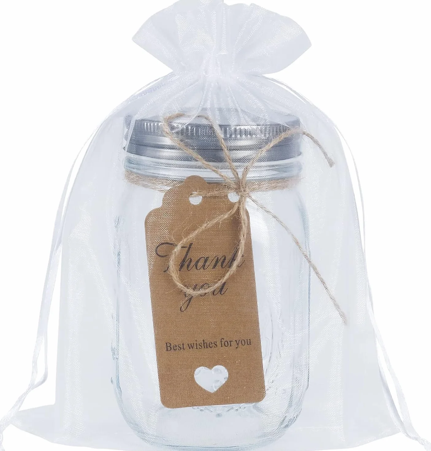 Sachet en Organza 15 x 20 cm, 50 Pièces, Pochette Organza Blanc, Sacs Cadeaux pour Mariage