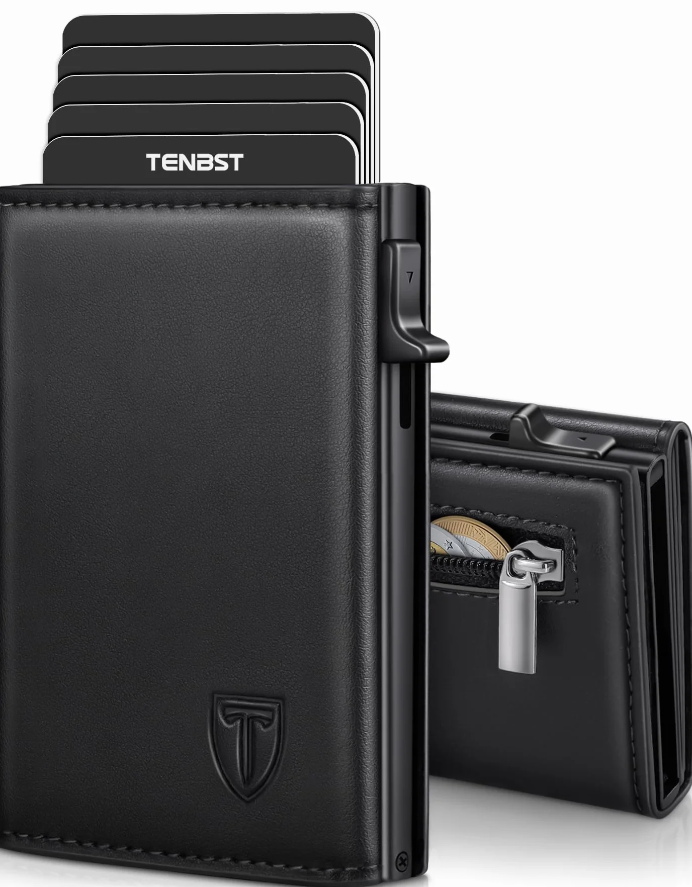 TENBST Portefeuille Homme Cuir RFID Porte-Cartes 8 Cartes Compartiment Billets Poche Monnaie Cadeau Papa