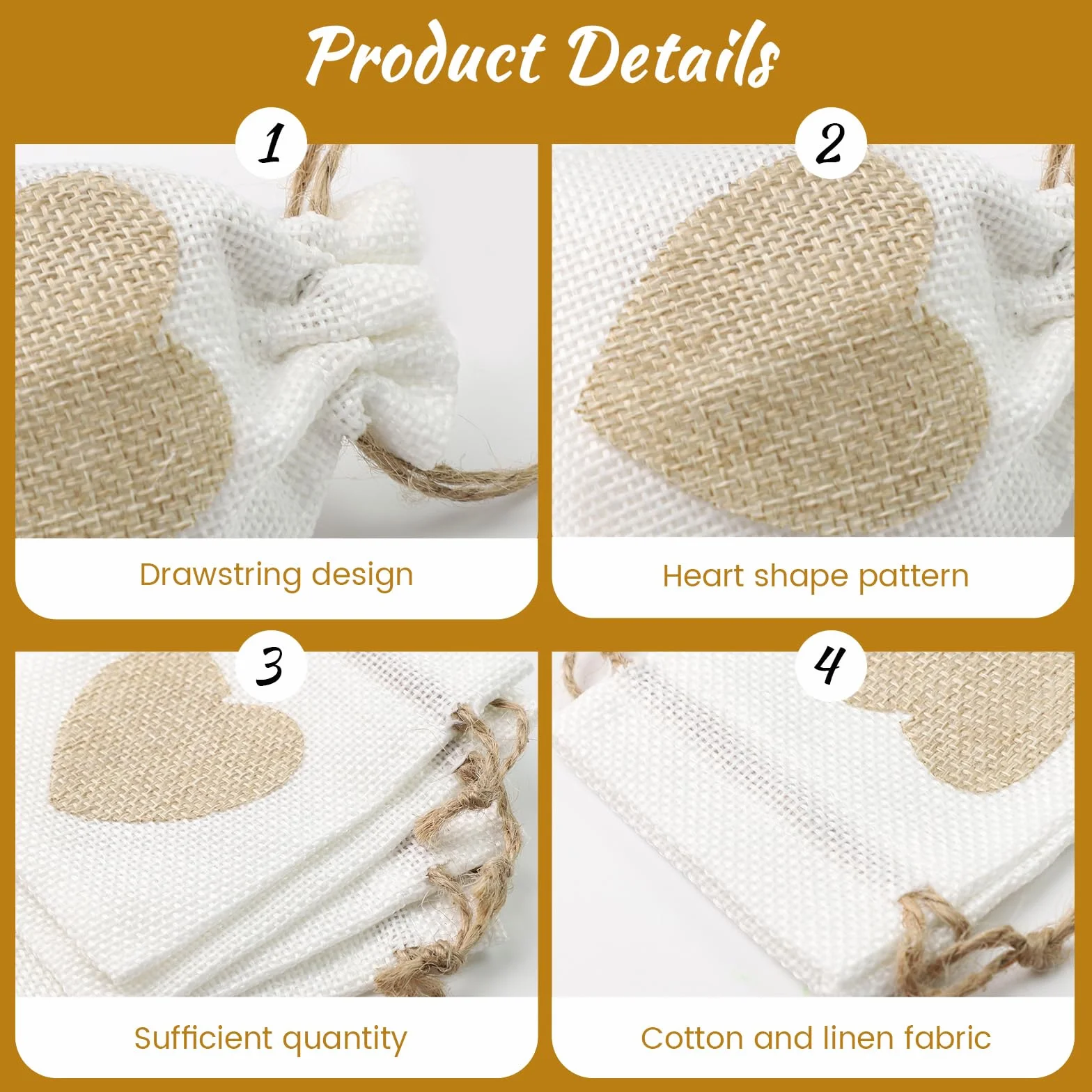Pochette Cadeau Tissu Réutilisable 30 Pièces 8x10cm Pochon Bijoux Sac Jute