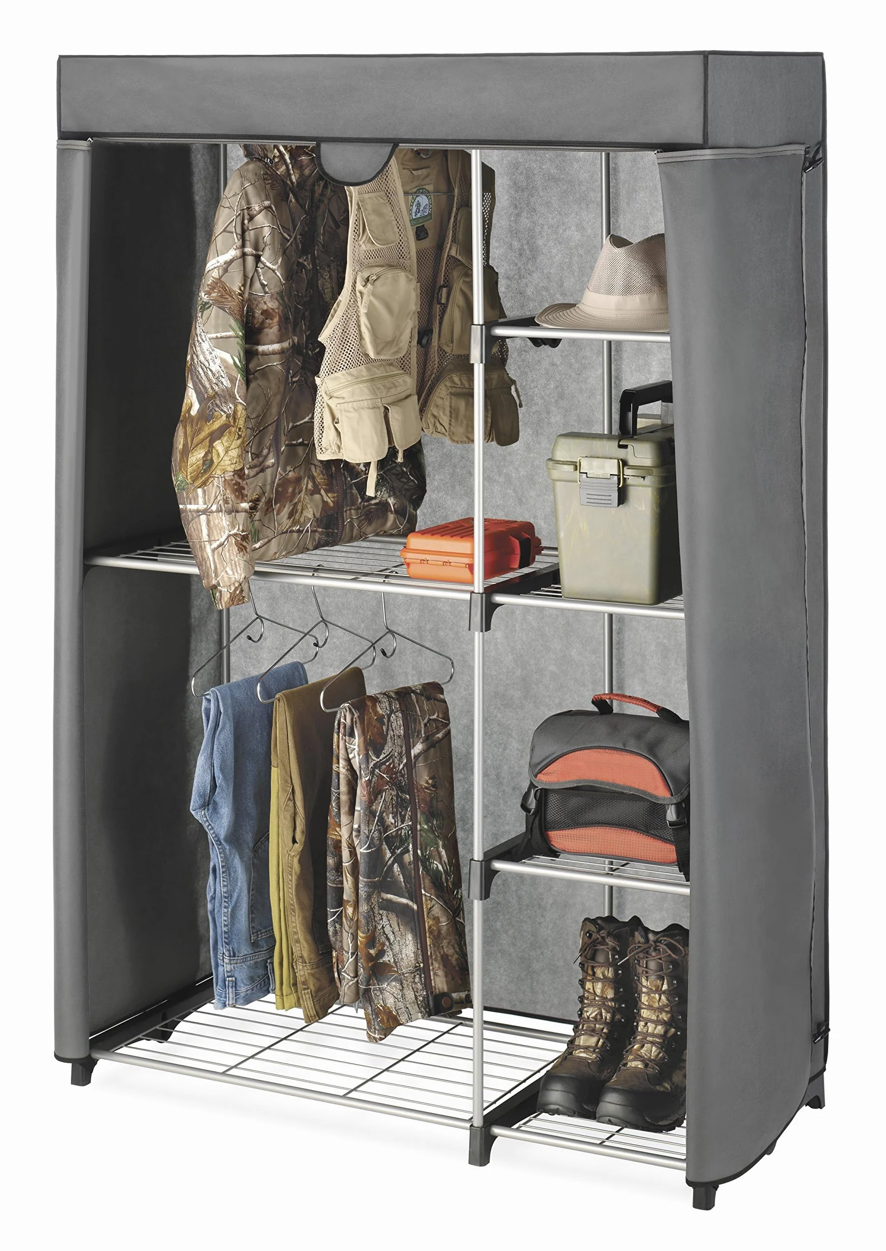Whitmor Armoire Utilitaire de Luxe avec Housse Grise