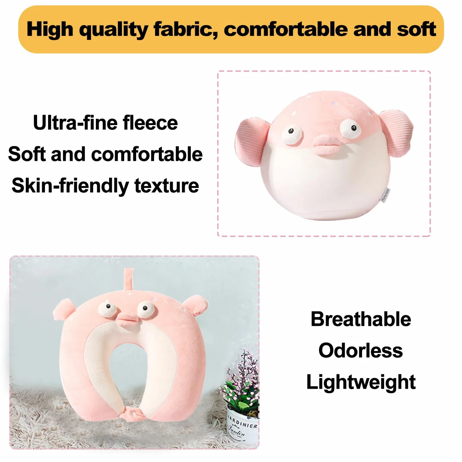 Oreiller de Voyage 2 en 1 Enfant Animal Peluche Oreiller Cervical Forme U Poisson