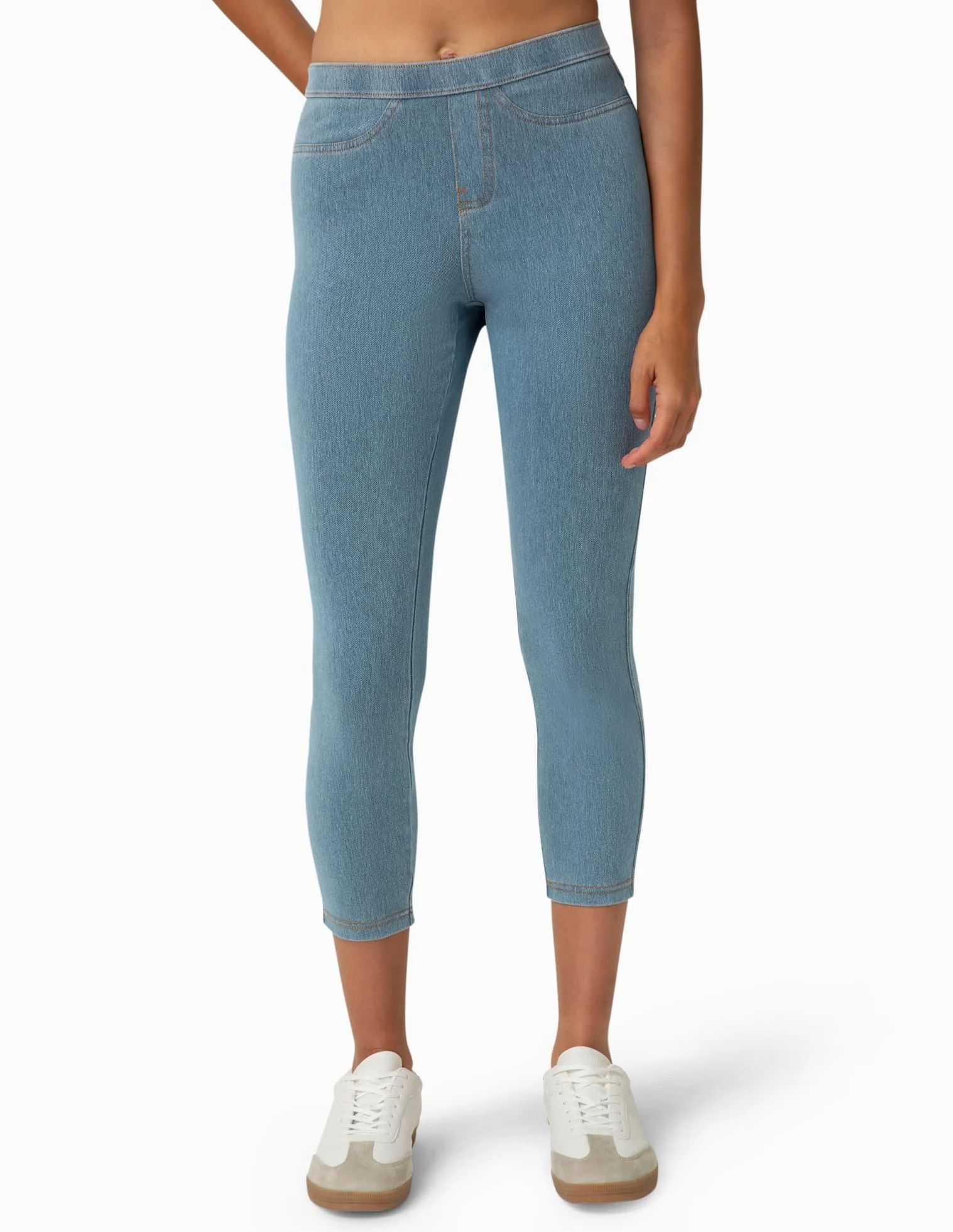 No Nonsense Classic Denim Capri Leggings with Pockets - Pantalons de Leggings - Legging Classique en Jean avec Poches. - Femme