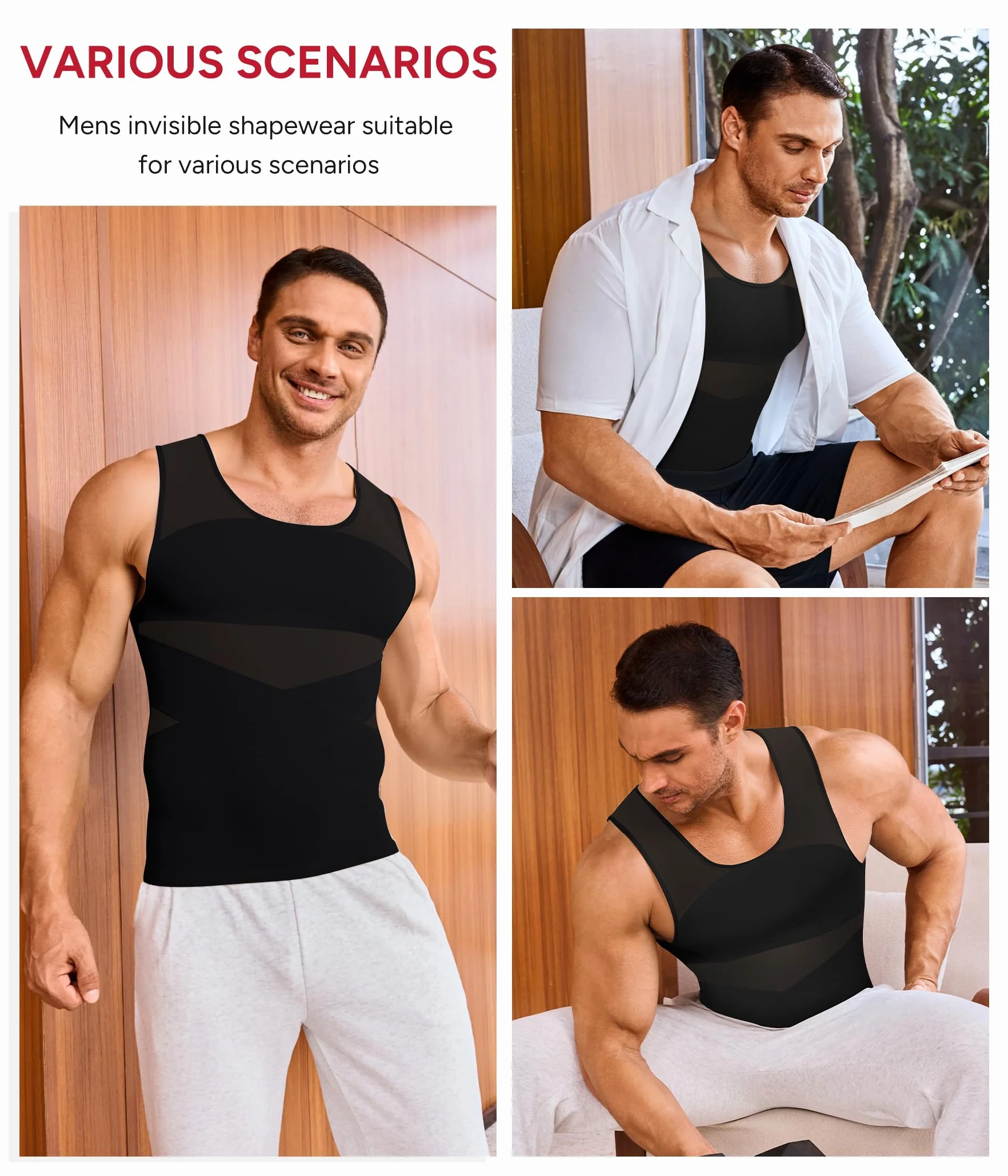 Nebility Débardeur de Compression Homme Maillot de Corps Gaine Ventre Plat Amincissant