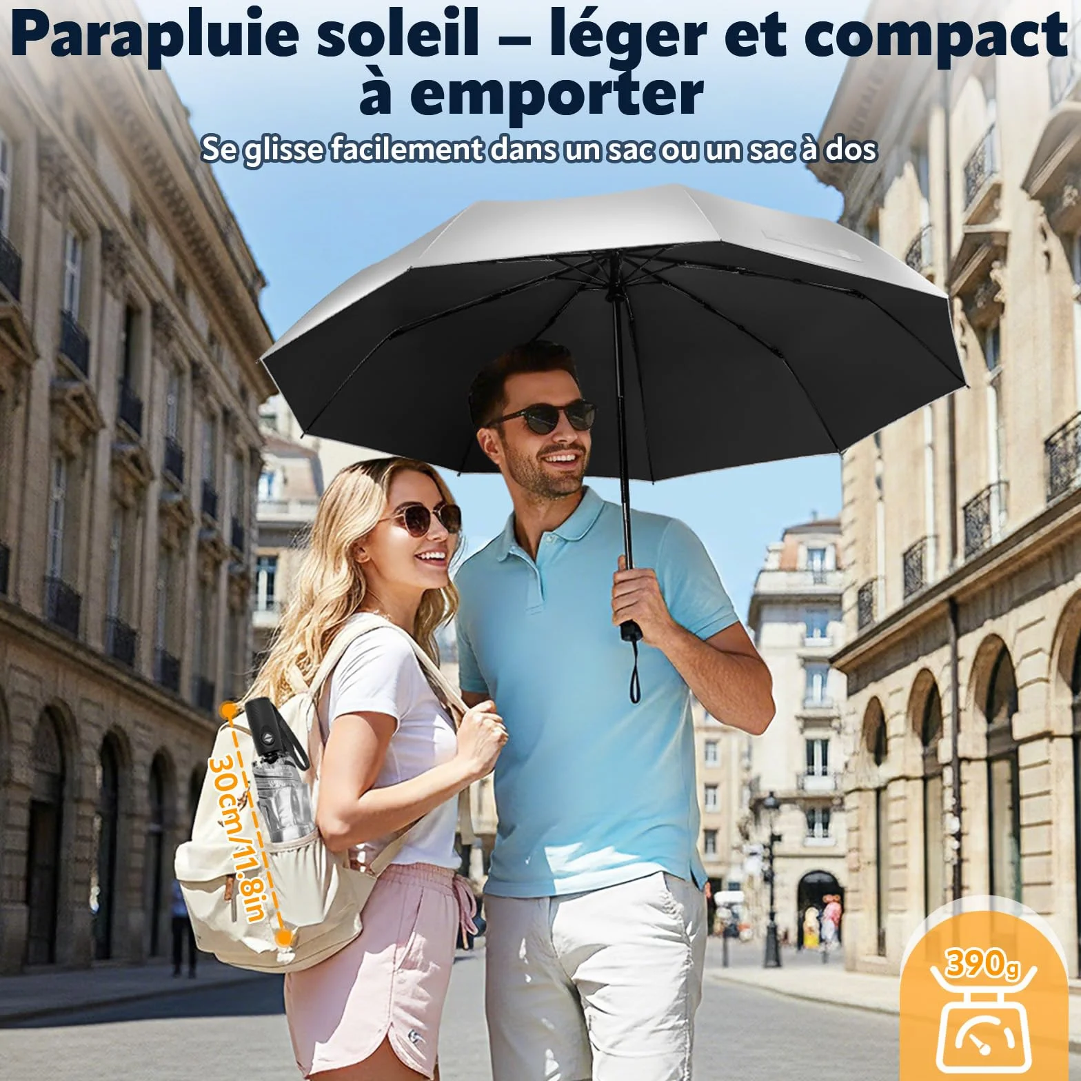 ZOMAKE Parapluie Automatique Pliant UPF 50+ Ombrelle anti UV Compact Solide anti Tempête Voyage