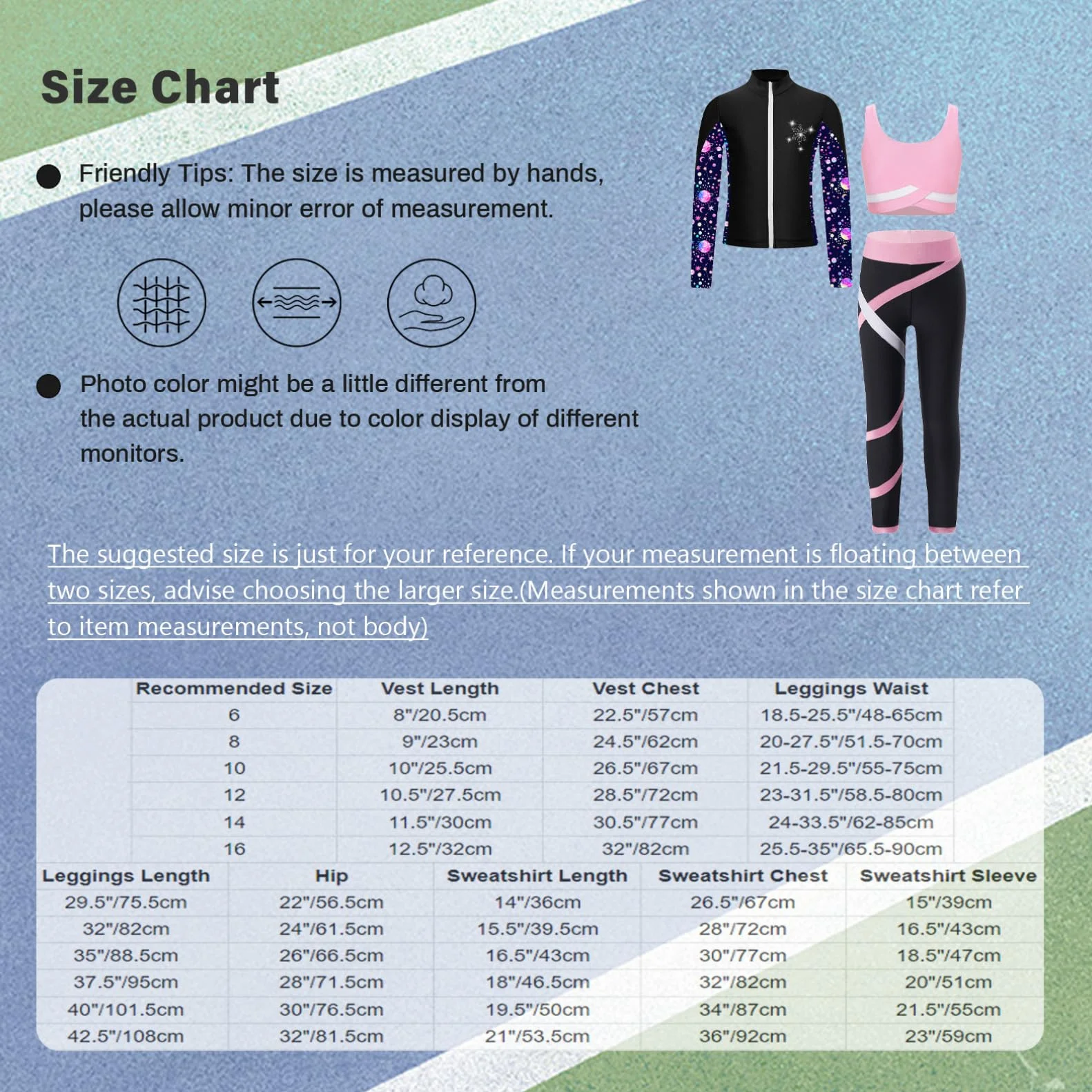 YiZYiF Survêtement de Sport Fille Patinage Artistique Ensemble Vestes Zippée Manches Longues Legging Danse Justaucorps 5-16 ans