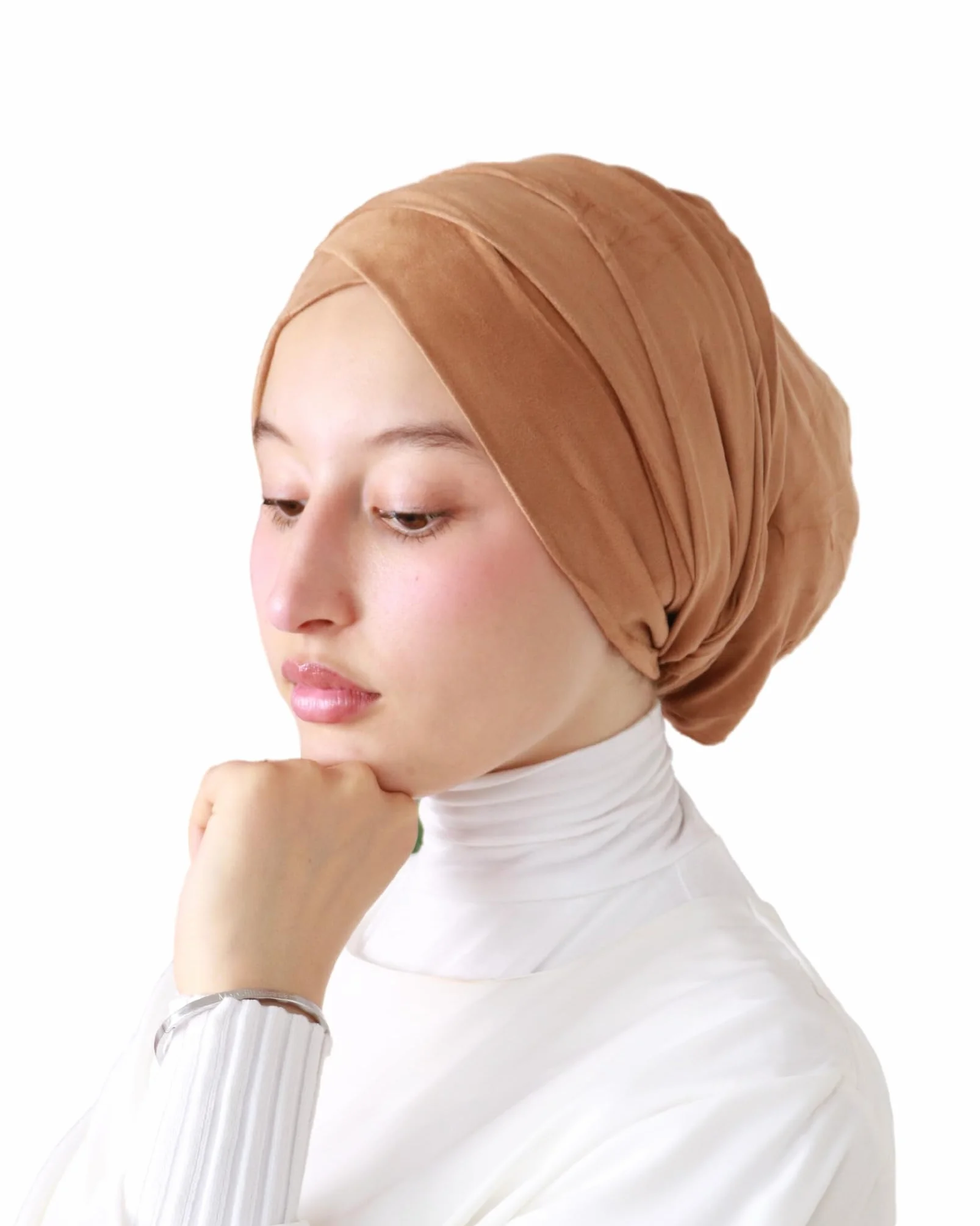 Lamis Turban à Enfiler en Daim pour Femme Musulmane TU-5
