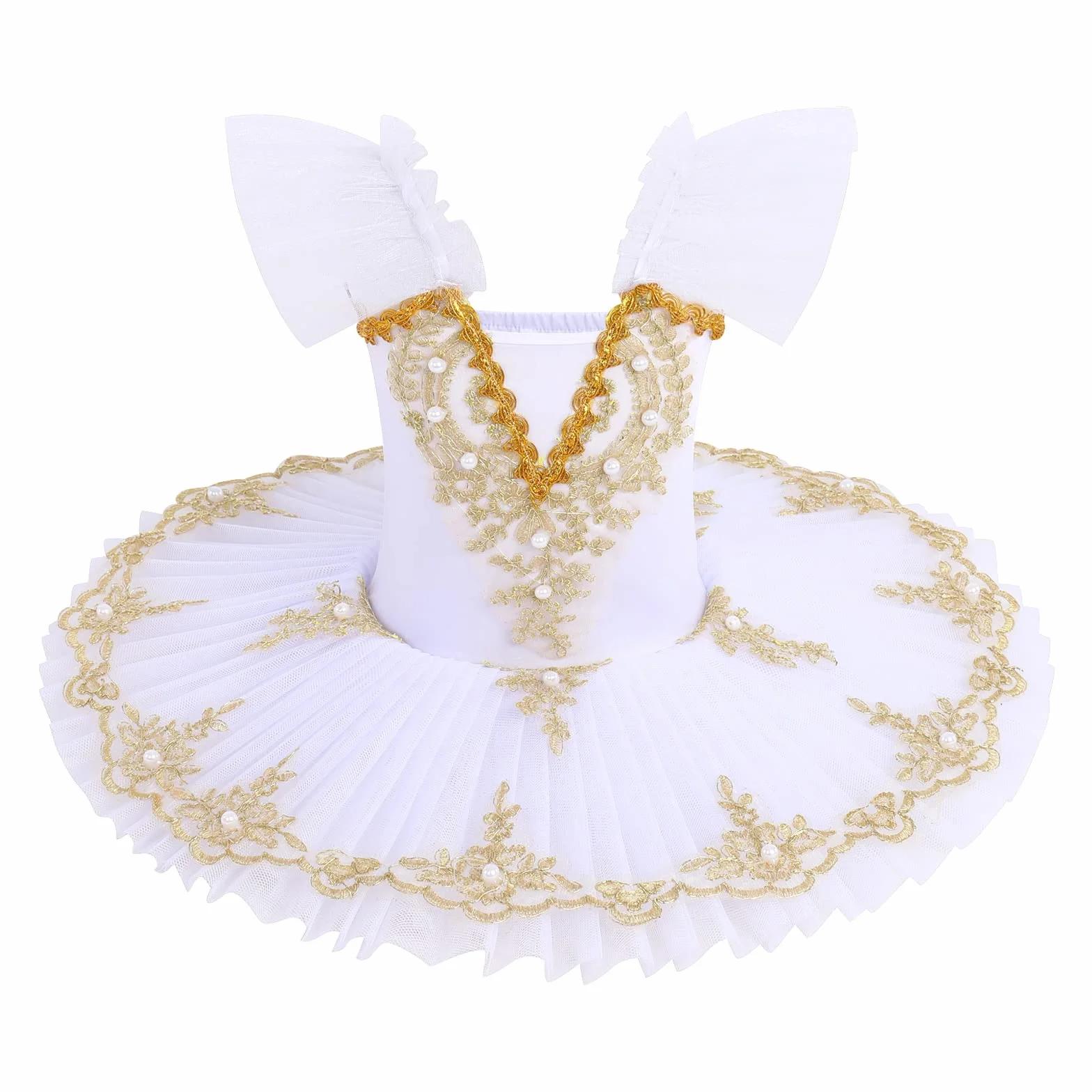 OBEEII Robe de Ballet Paillettes Broderies Tutu Justaucorps Danse Classique Gymnastique Léotard