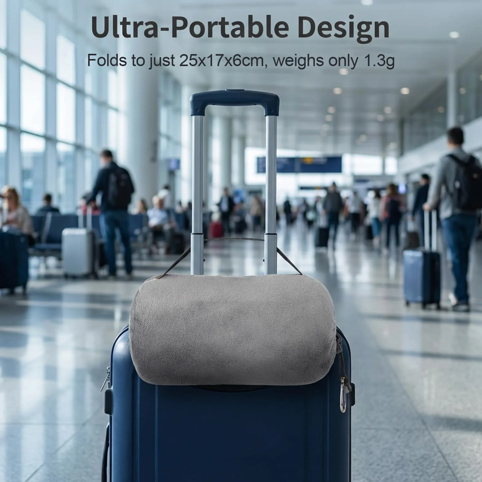 Couverture 2 en 1 Transformable 127 x 152 cm Oreiller de Voyage Pliable Ultra Légère Chaude avec Manchon Bagages Clip Sac à Dos