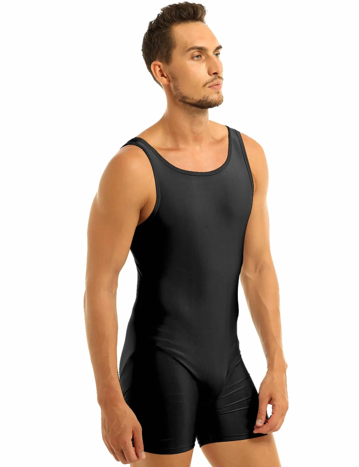 IEFIEL Justaucorps Homme Body Sport Gym Danse Unitard Maillot de bain Une Pièce Extensible Combinaison Musculaire Sans Manches