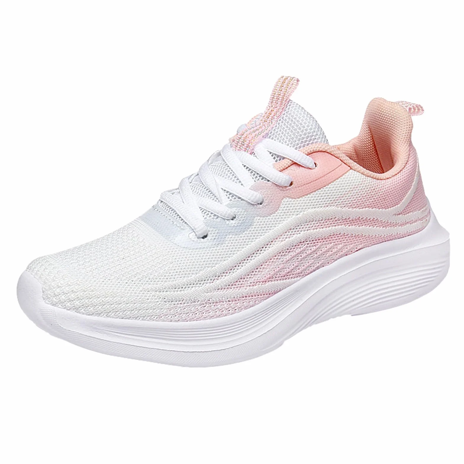 Baskets Blanches Femmes Chaussures de Sport Respirantes Légères Confortables Course Automne