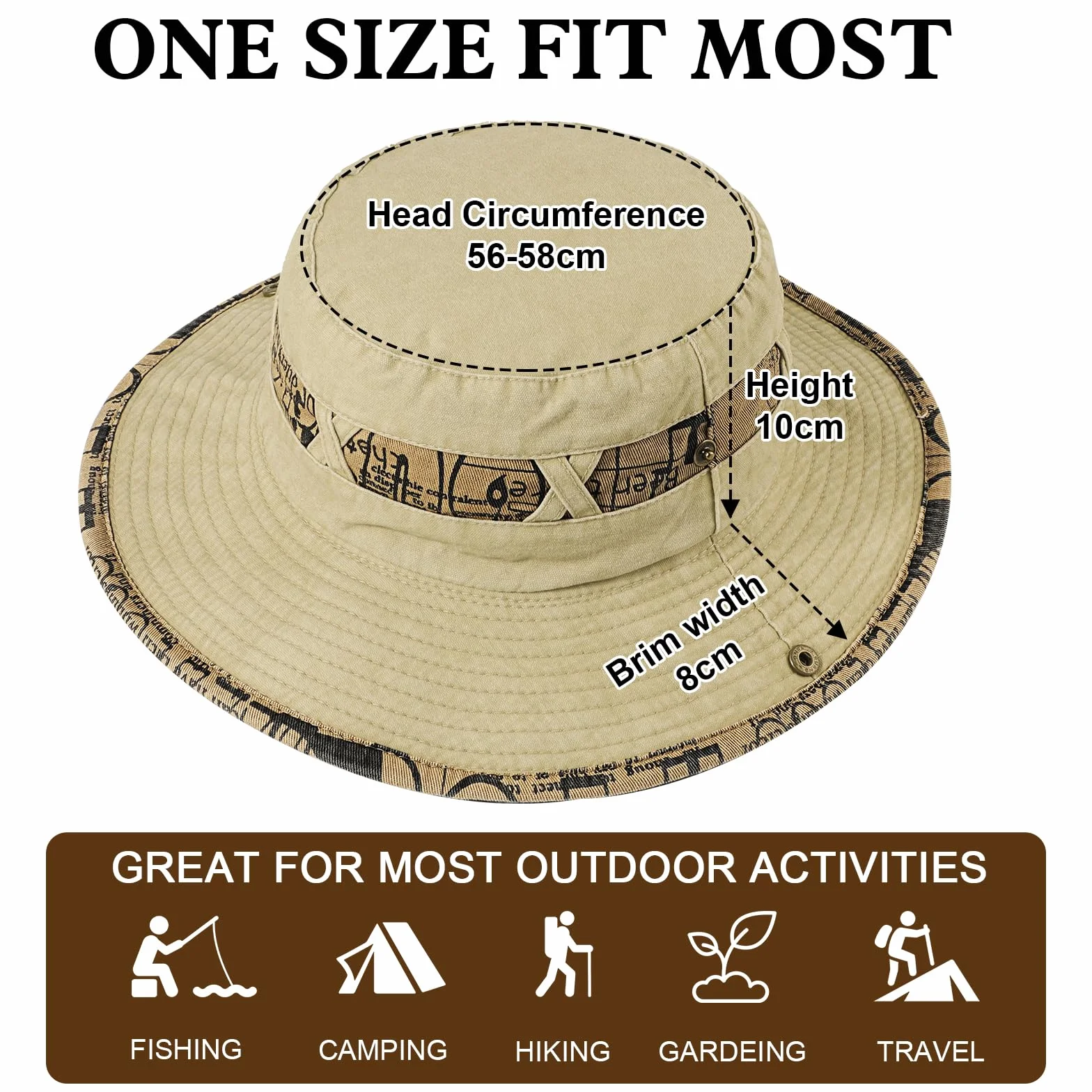 TAGVO Chapeau de Soleil Anti UV Unisexe Classique Chapeau Seau Réglable Large Bord Pliable Chapeau Cowboy Homme Femme Outdoor Ete