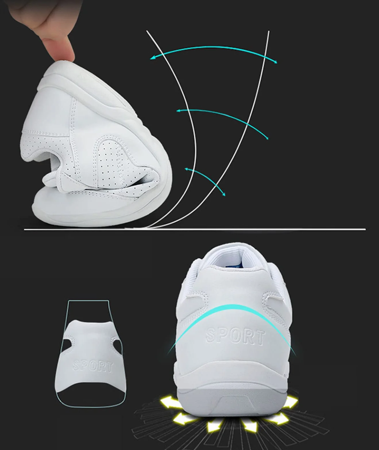 Chaussures de Danse Hommes Femmes Modern Soft Bottom Jazz Aérobic Respirant Dance Fitness 42 EU Blanc