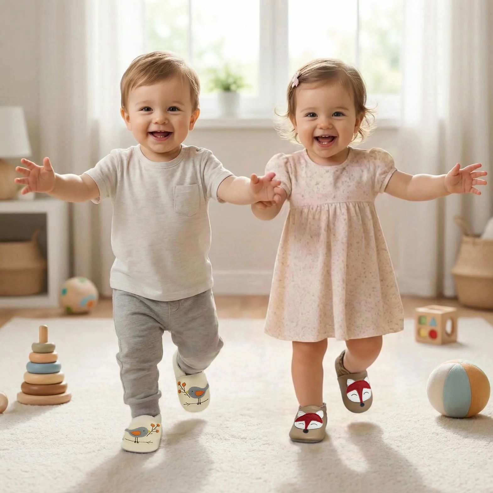 Chaussons Cuir Souple Bébé Antidérapante Chaussures Premiers Pas