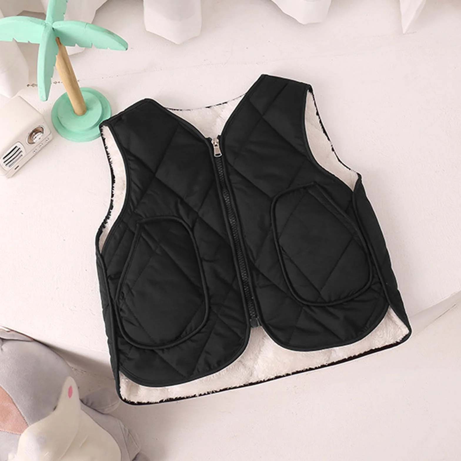 Gilet sans manches polaire chaud léger fermeture éclair intégrale garçons filles