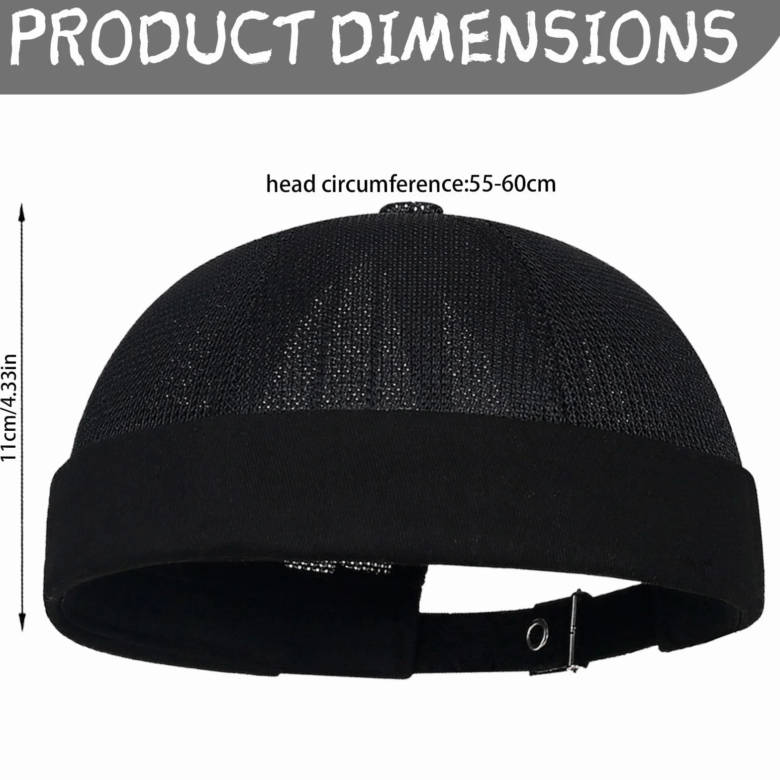 Bonnet de marin Docker Cap homme femme 55-60 cm taille réglable sans bord roulé