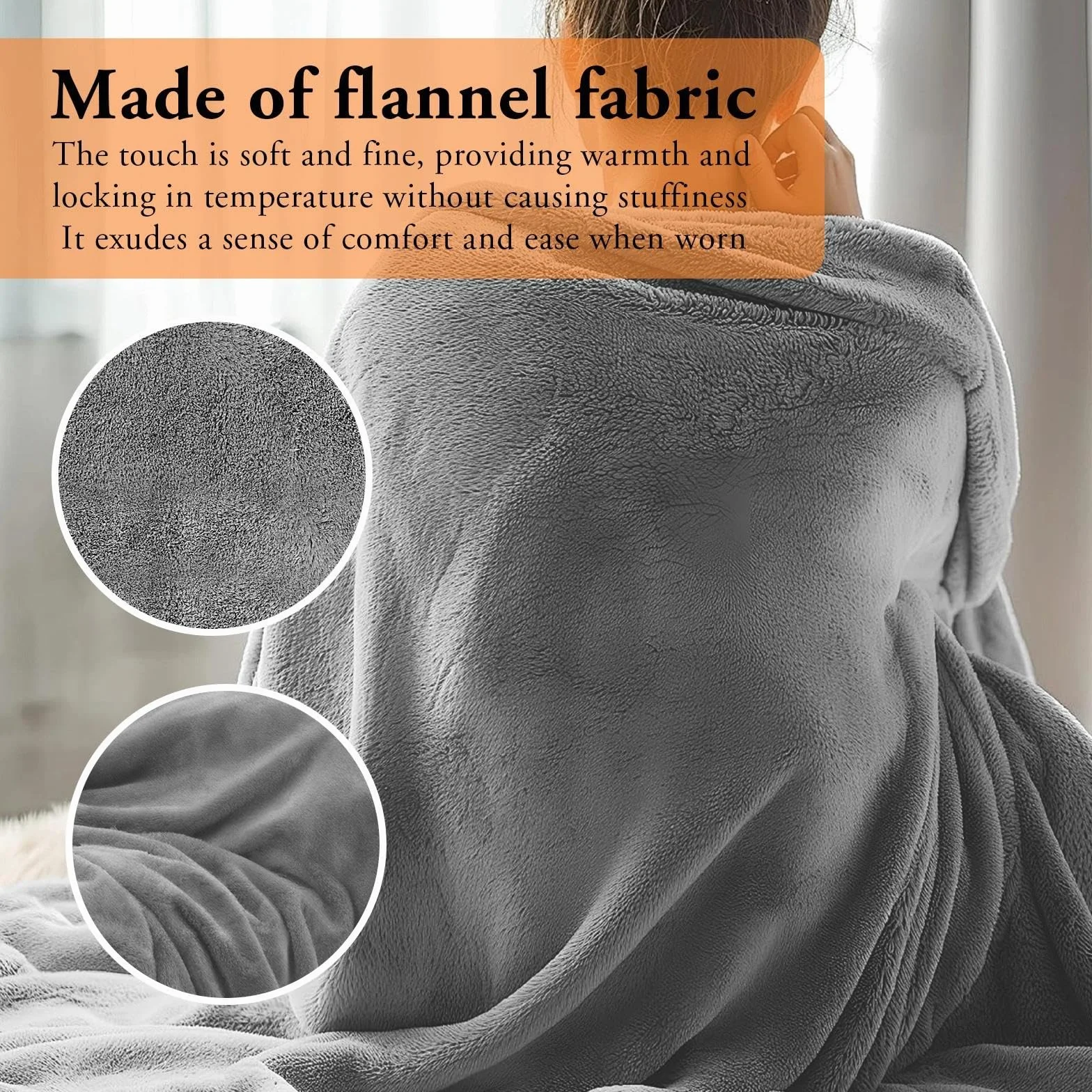Couverture de Voyage Avion 2 en 1 Oreiller Doux Ultra Légère Chaude Fixation Valise Portable Gris 127 x 152 cm