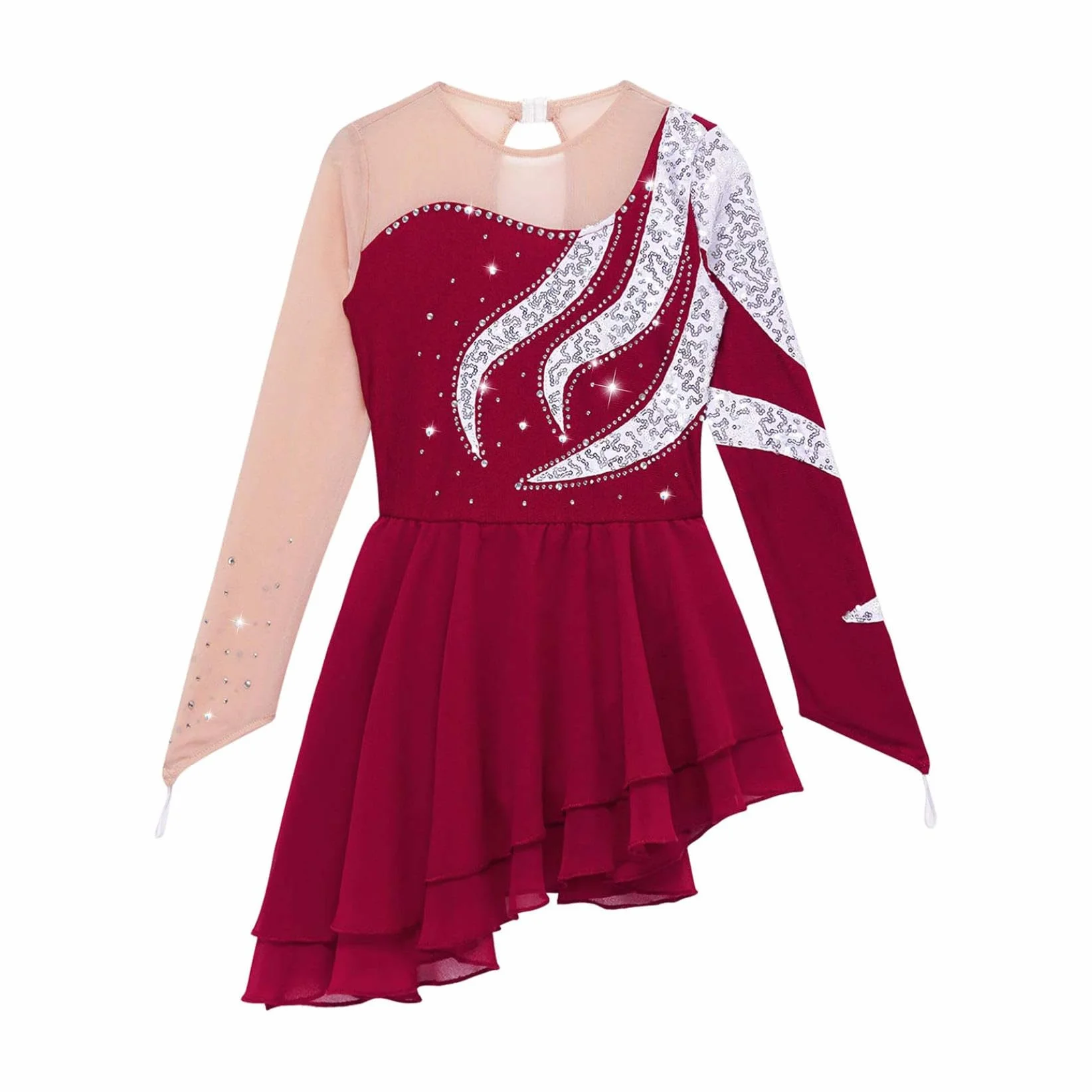 Justaucorps Robe Patinage Artistique Fille Enfant Gymnastique Ballet Danse Compétition
