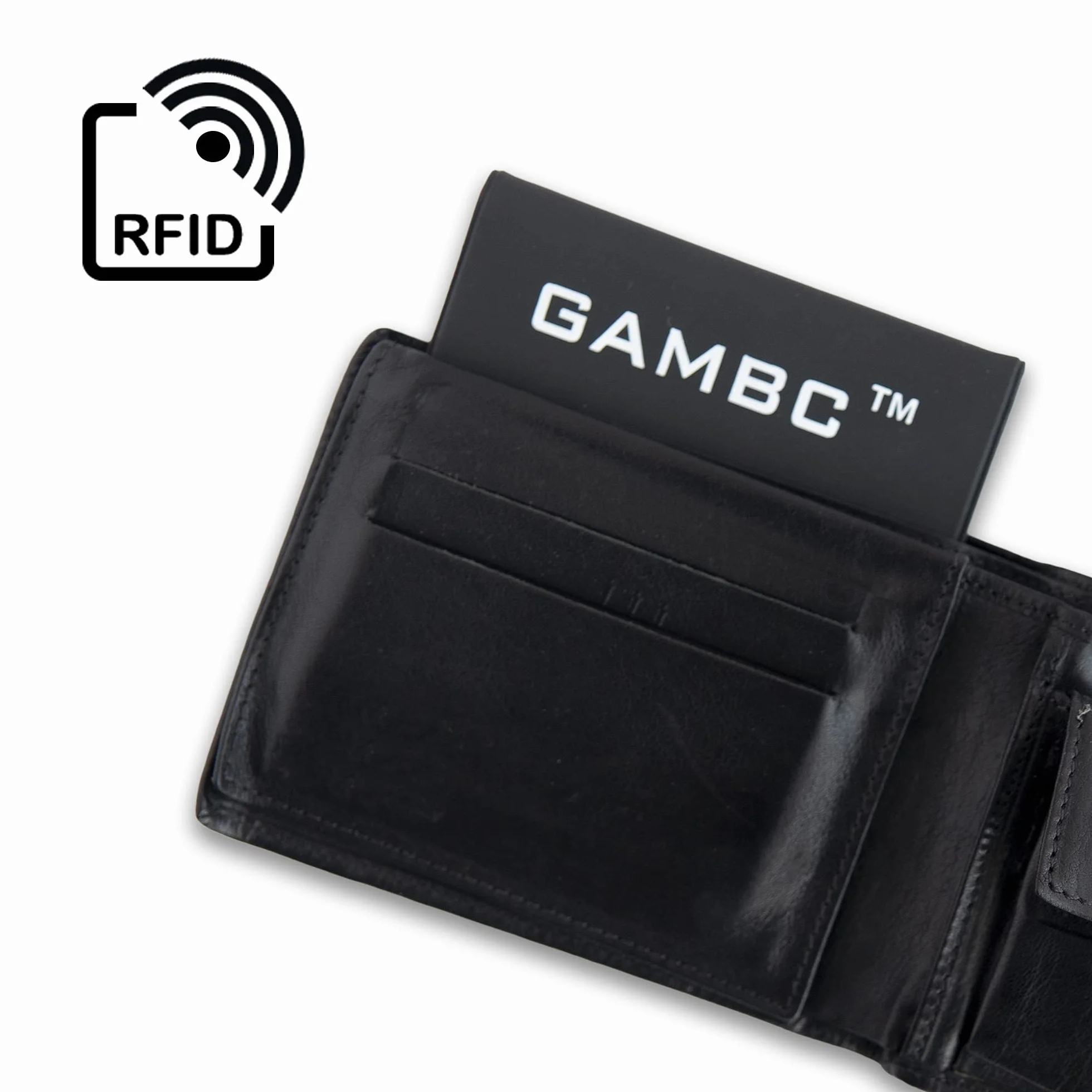 GAMBC® Portefeuille Anti RFID pour Cartes Bancaires, Porte-Carte Fin Semi-Rigide 8 Cartes Noir