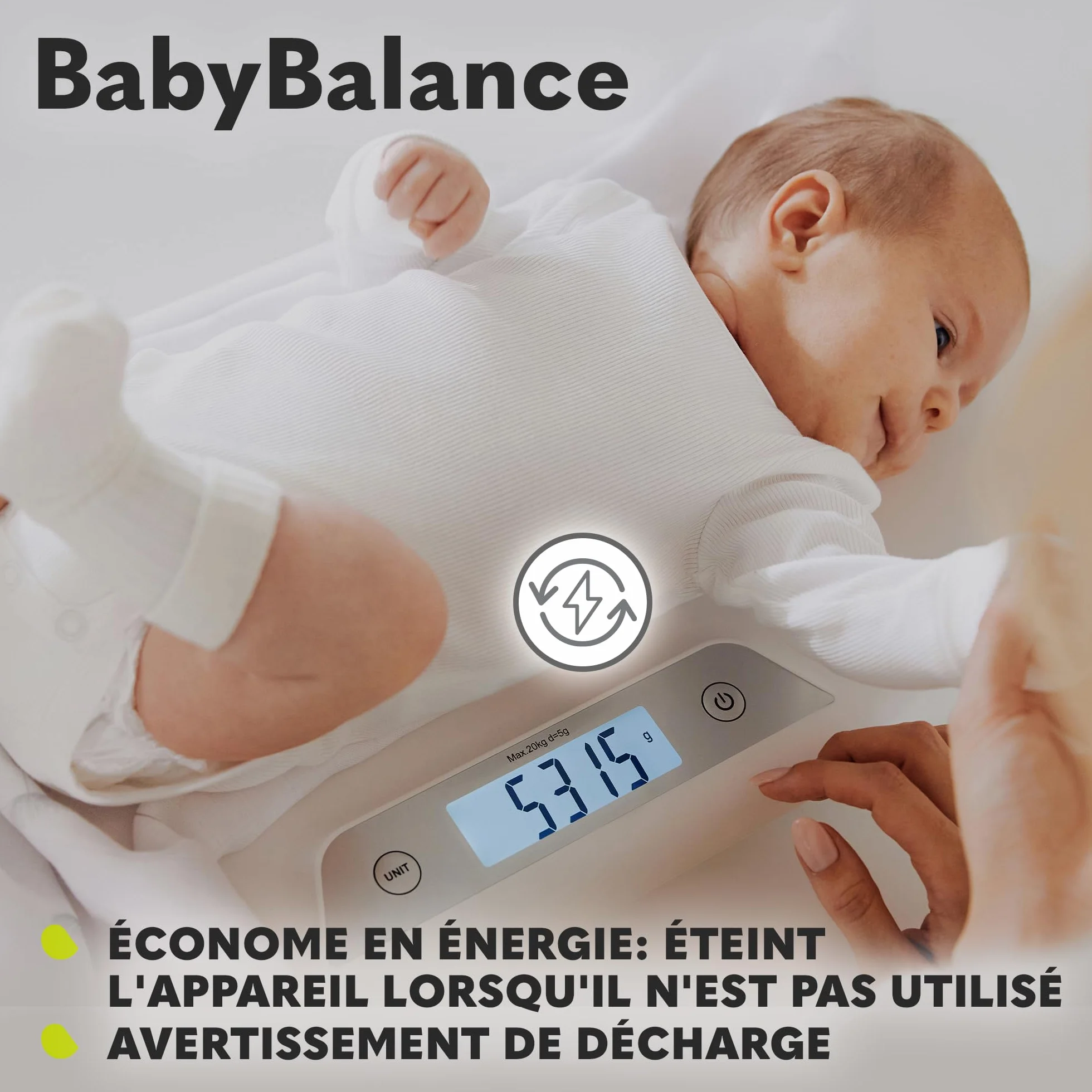 LIONELO BABYBALANCE Pèse-bébé électronique 20 kg grand écran tare mémoire pesée précise 5 g