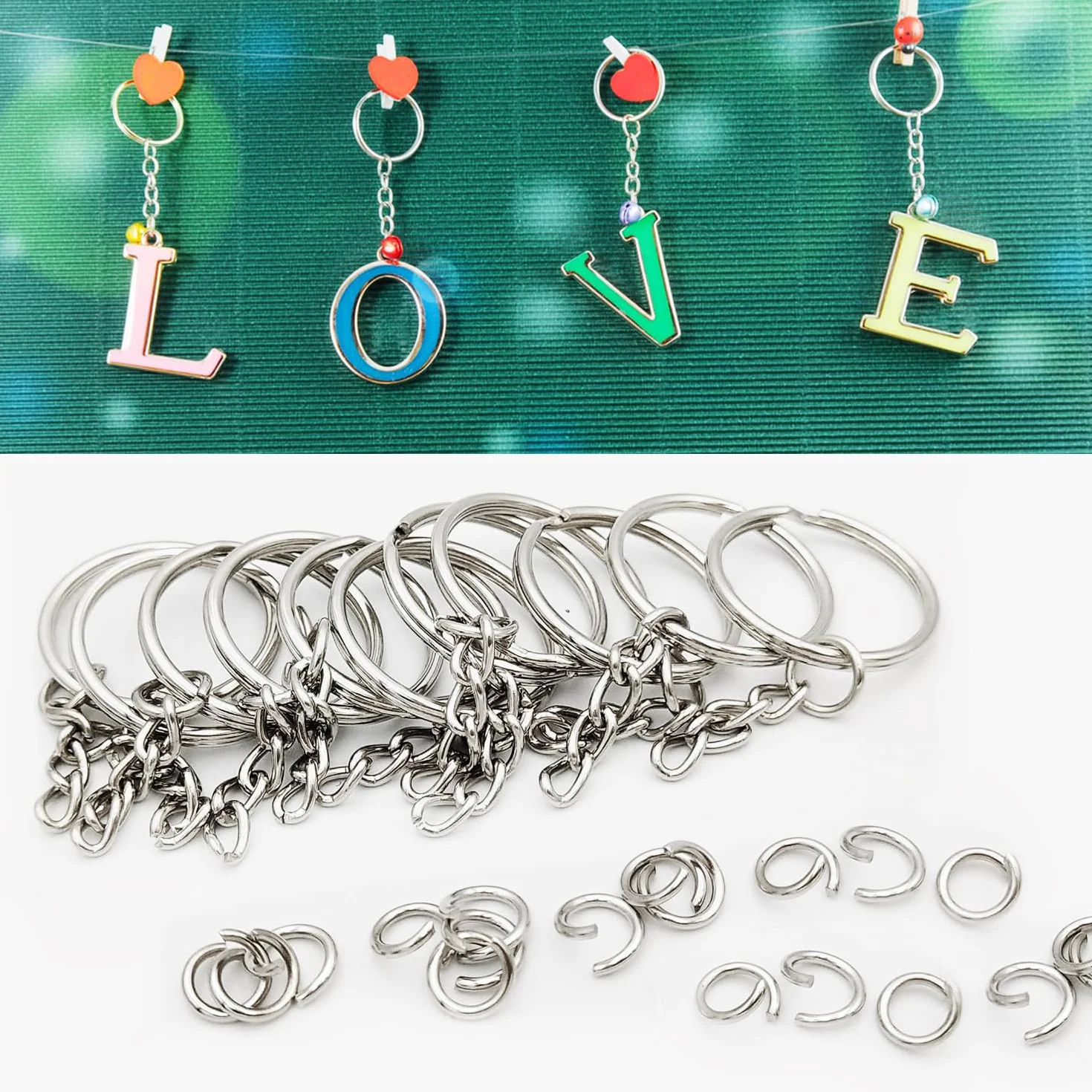 Porte-clés Avec Chaîne 20 Pièces Anneaux de Saut Ouverts 25 mm pour Loisirs Créatifs Bricolage