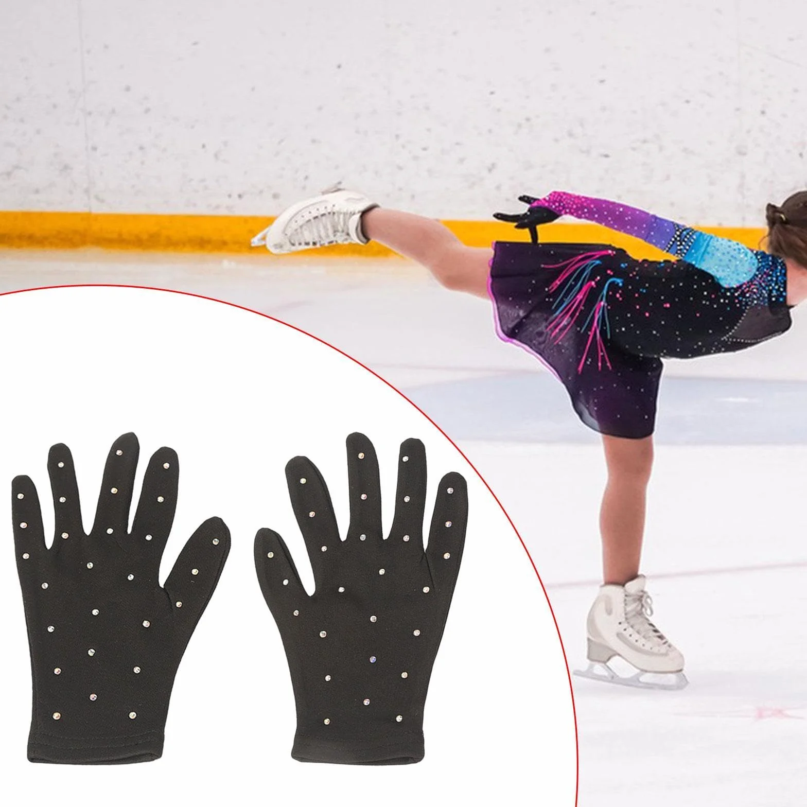 Gants de Patinage Artistique Thermiques avec Strass pour Adultes Enfants