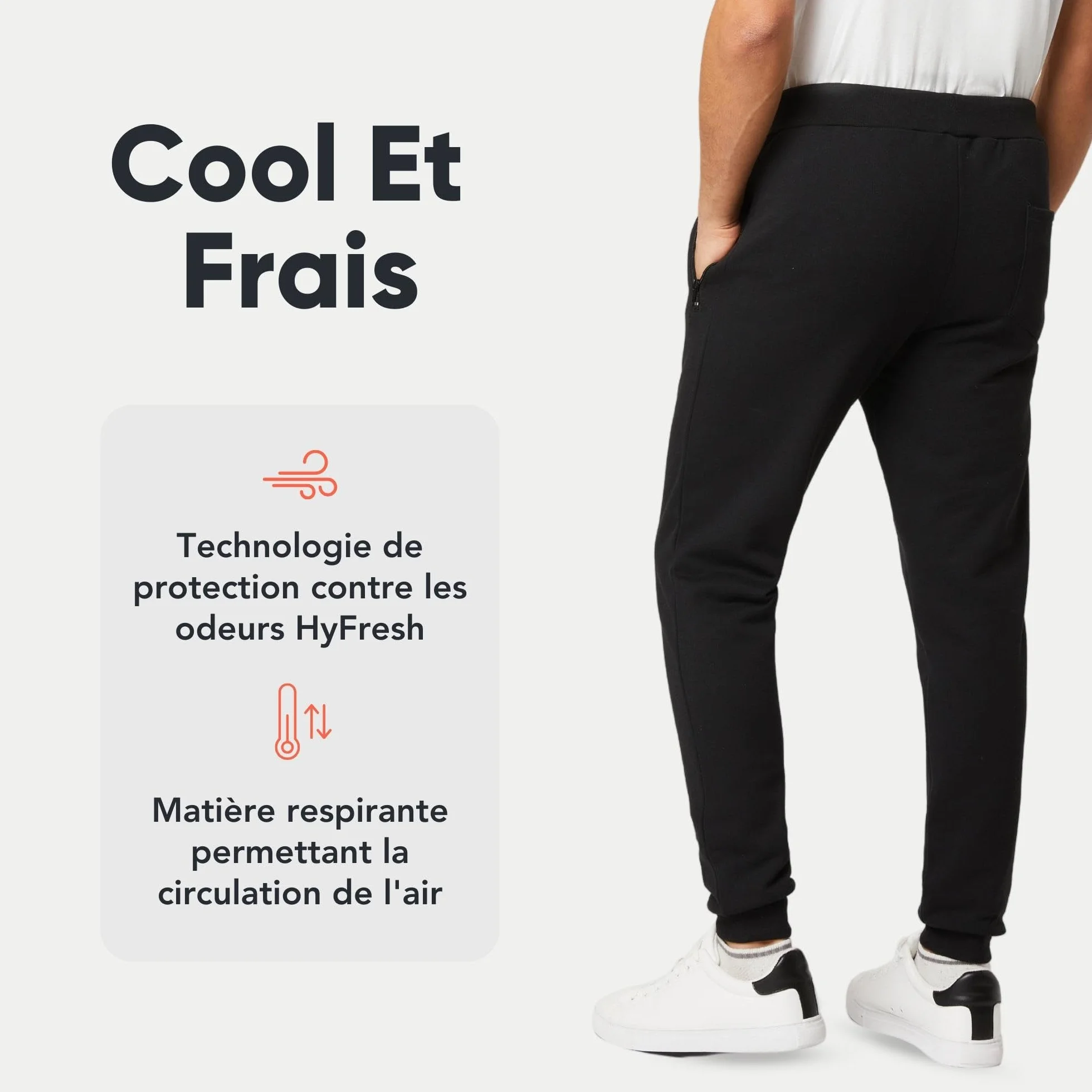 FM London Pantalon de Jogging Slim Coupe Ajustée Hommes Poches Zippées