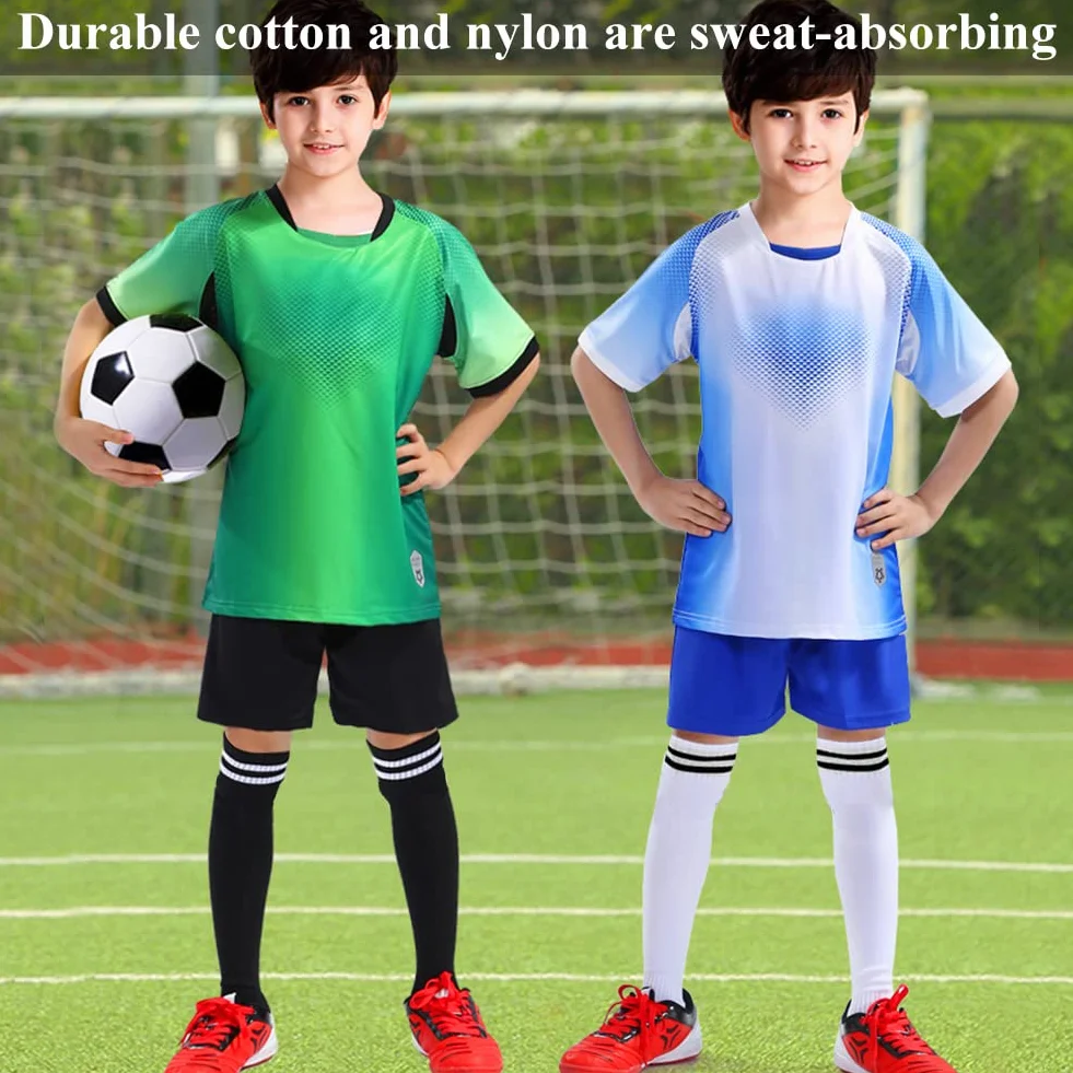 EQLEF Chaussette Foot Enfant, Chaussettes de Football Confortables à Section Mince pour Enfants, Respirantes et Élégantes pour Garçons et Filles 6-10 Ans
