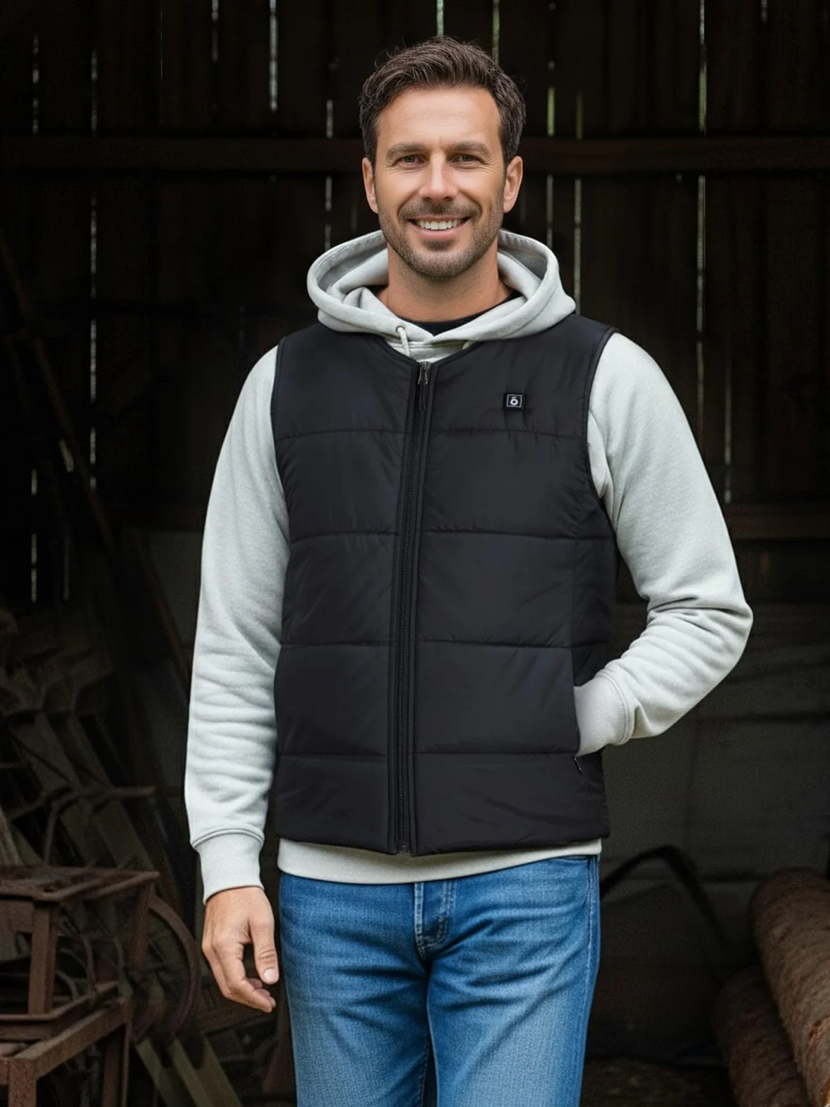 Gilet Chauffant Homme Femme avec Batterie Incluse 10000mAh USB Électrique 5 Zones Chauffage 3 Chaleurs