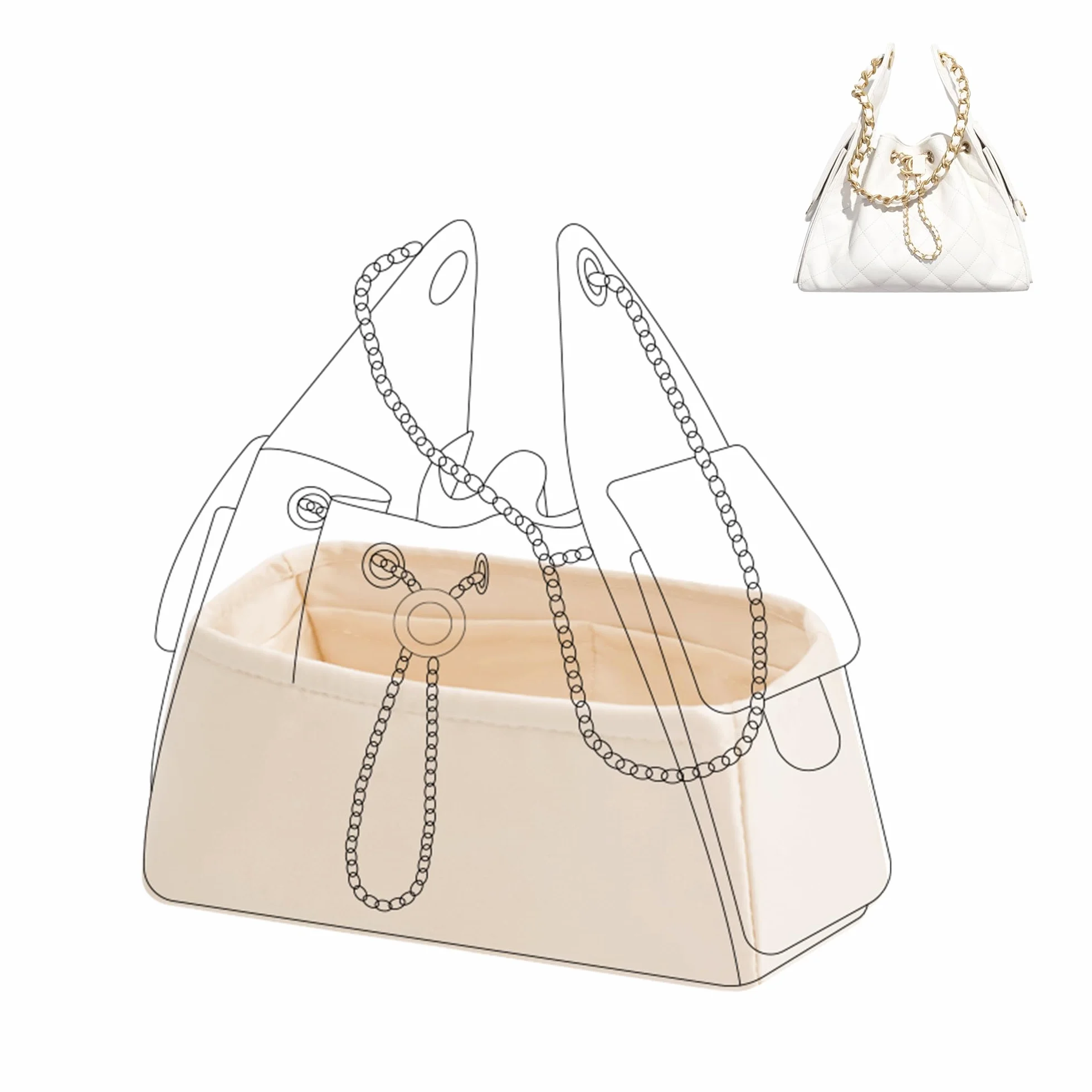 Organisateur de sac à main DGAZ Hobo 25C, Organisateur de luxe petit craie
