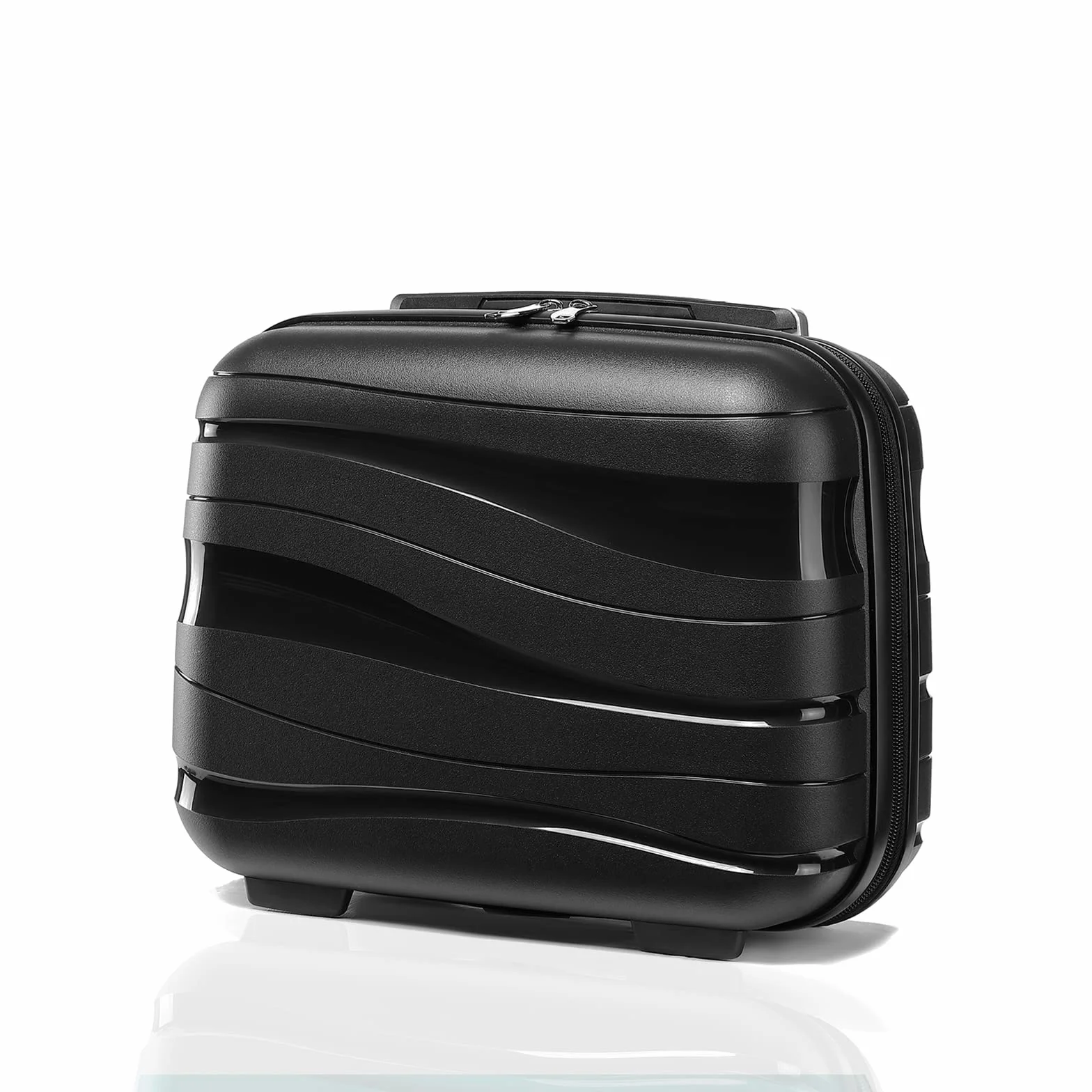 Kono Vanity Case Rigide ABS Portable 35.5x29.5x18.5cm Trousse de Toilette Noir