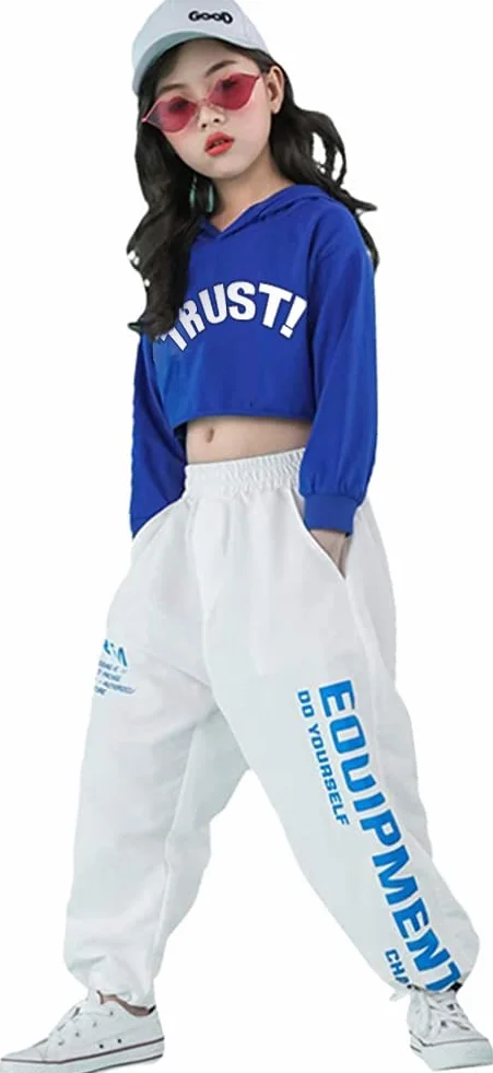LOLANTA Ensemble de survêtement Hip Hop Enfants Sweat à capuche et pantalon jogging bleu