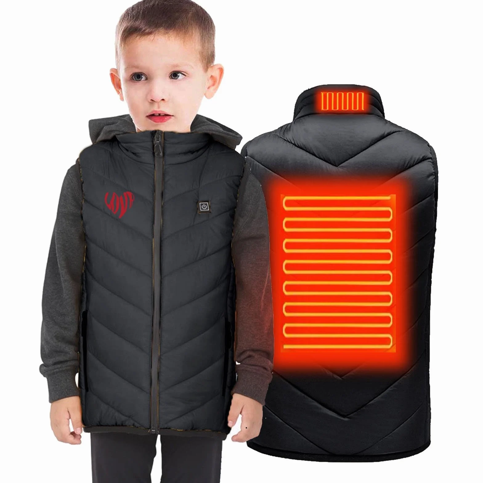 USB Gilet Chauffant Enfants Garçons Filles Veste Chauffante avec Plusieurs Zones de Chauffage