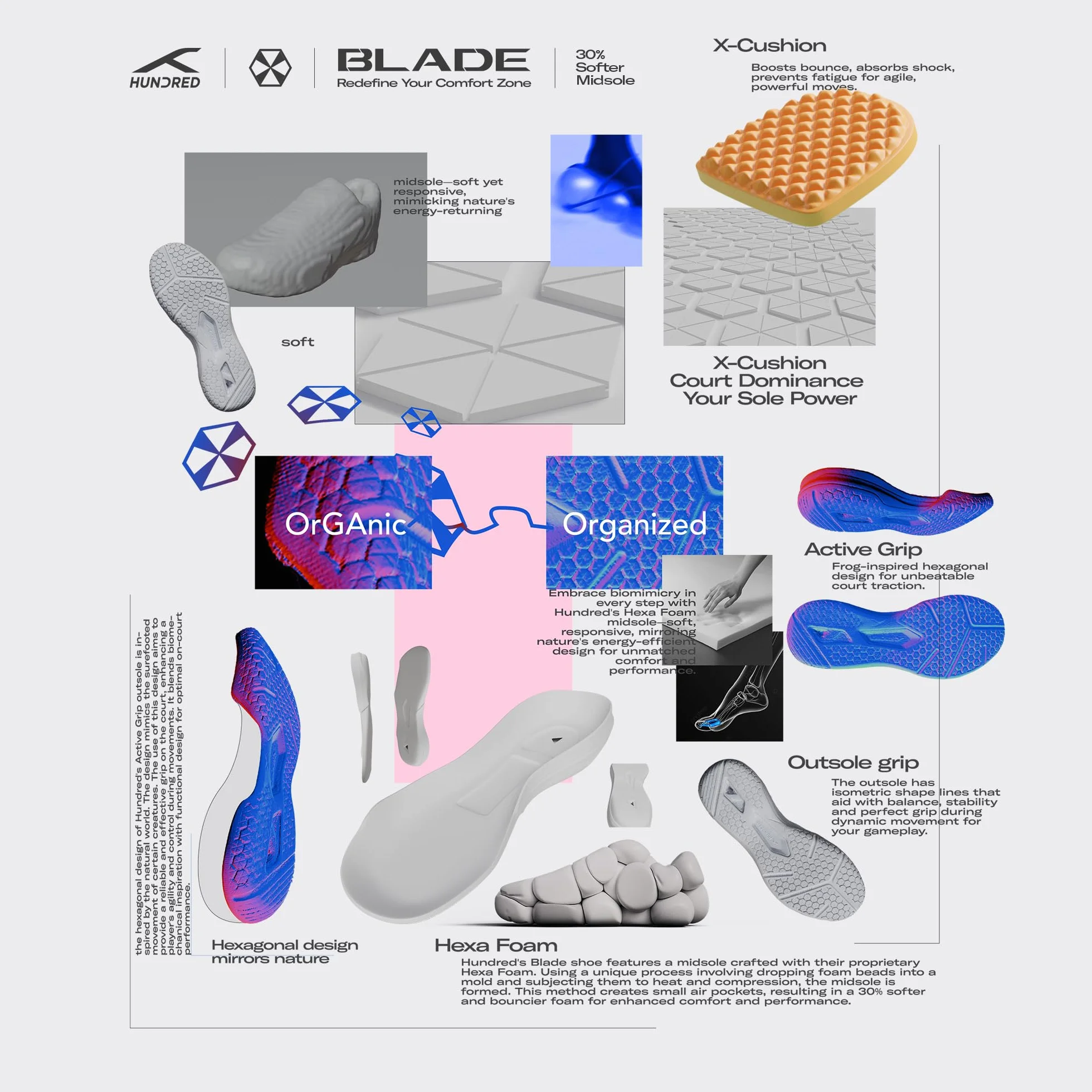 HUNDRED Homme Blade Non-Marking Chaussure de Badminton