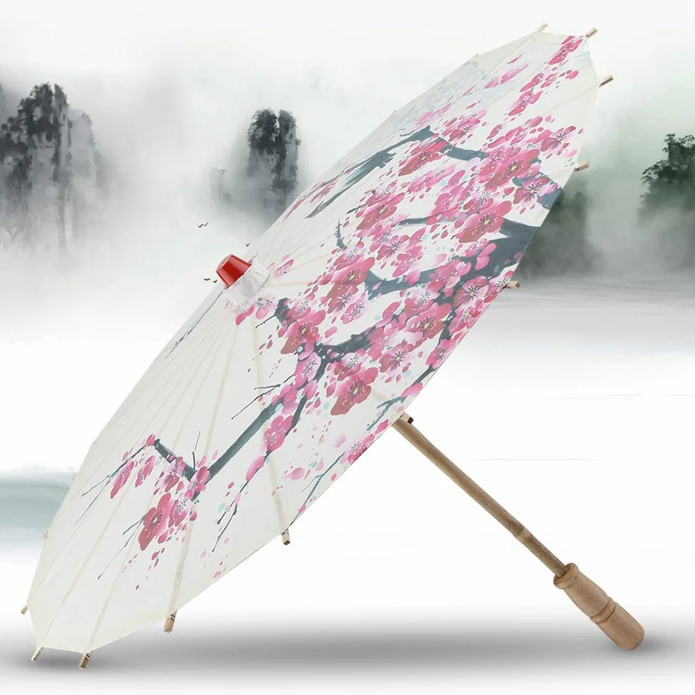 Parapluie Chinois Pliable Papier Huilé Imperméable Fleur de Prunier Art Classique
