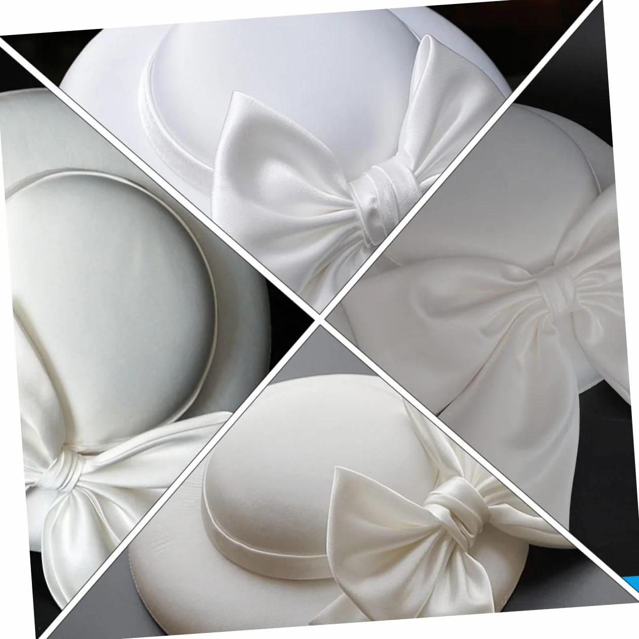 Bibi mignon de mariée classique chapeau seau Bowknot blanc pour femme mariage fête