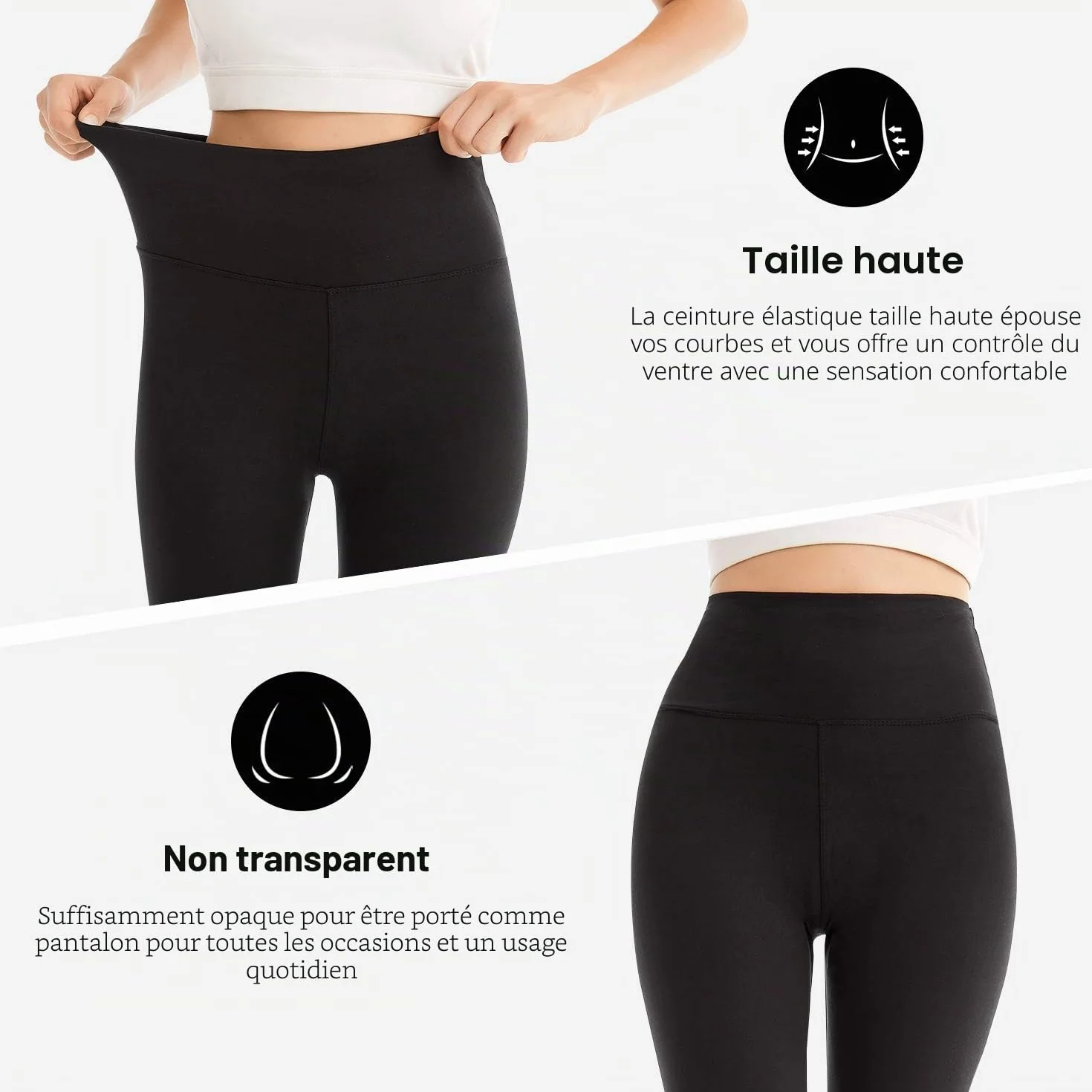 SINOPHANT Legging 3/4 Femmes Pantalon de Sport Taille Haute Yoga Opaque Doux